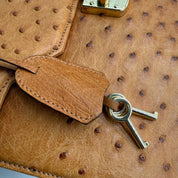 Gucci | Ostrich Kelly-Style Bag | Top Handle | Gold-Tone Lock (30cm)