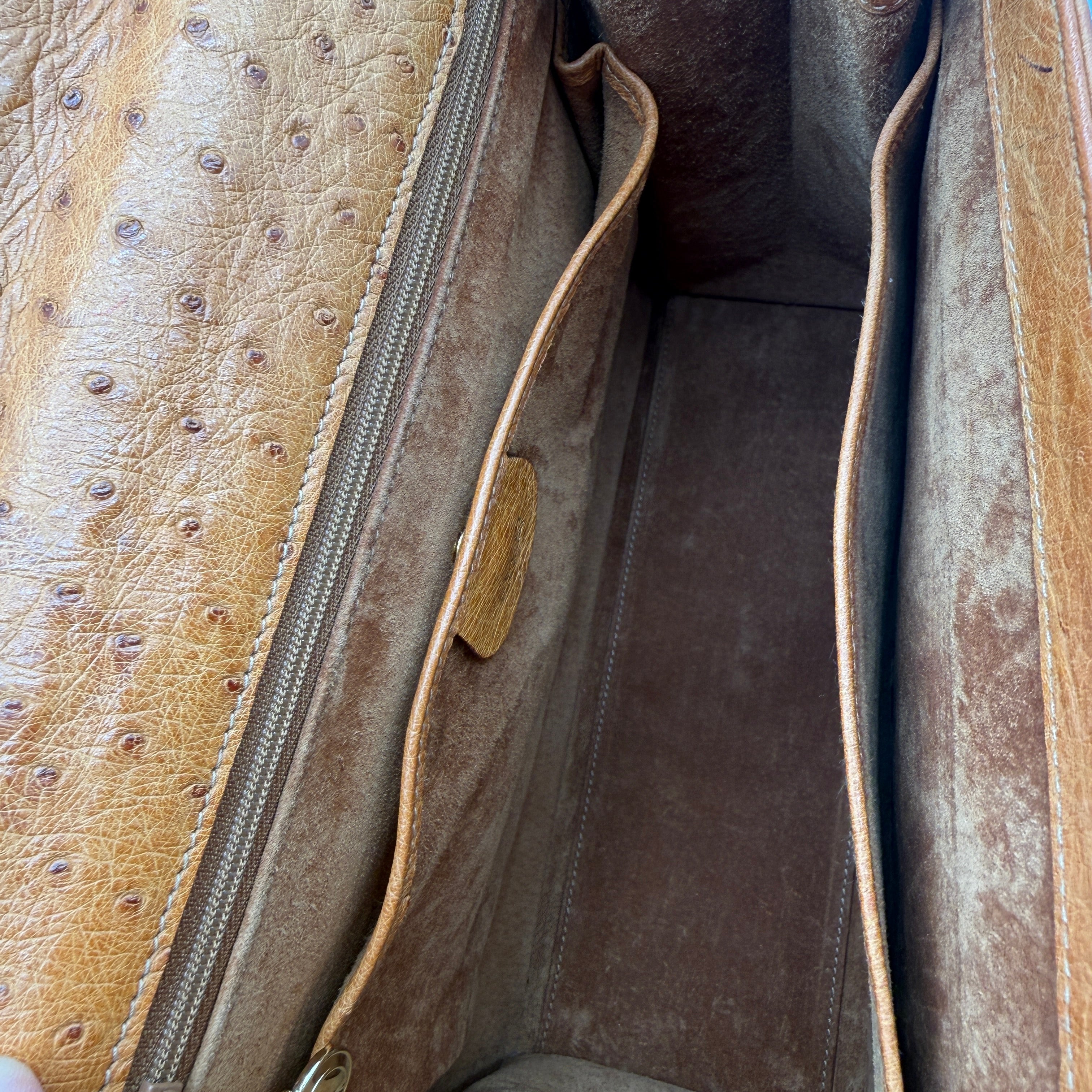 Gucci | Ostrich Kelly-Style Bag | Top Handle | Gold-Tone Lock (30cm)
