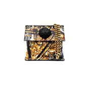 Versace | Lion Head Printed Flap Bag | Grommet Trim | Gold-Tone Chain