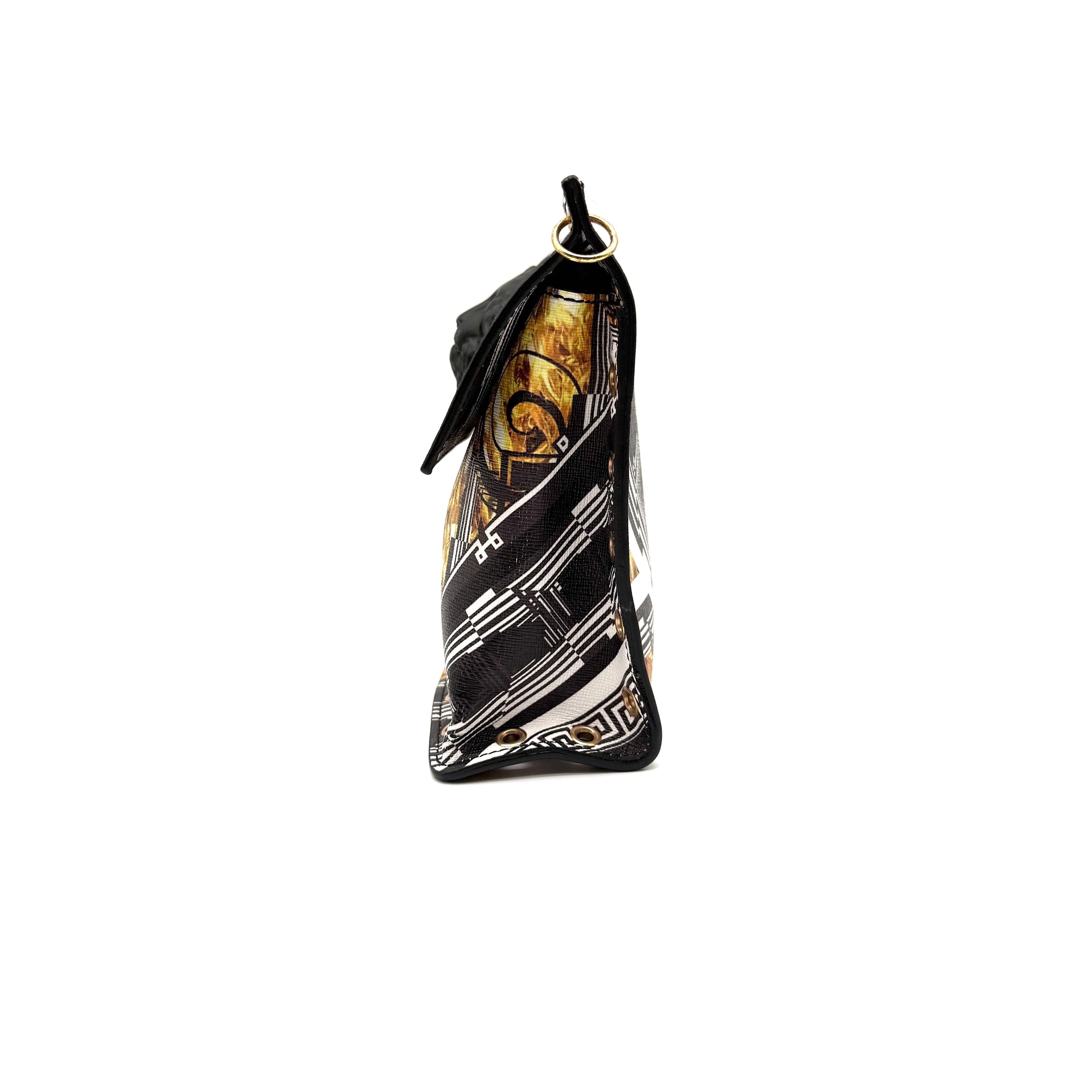 Versace | Lion Head Printed Flap Bag | Grommet Trim | Gold-Tone Chain