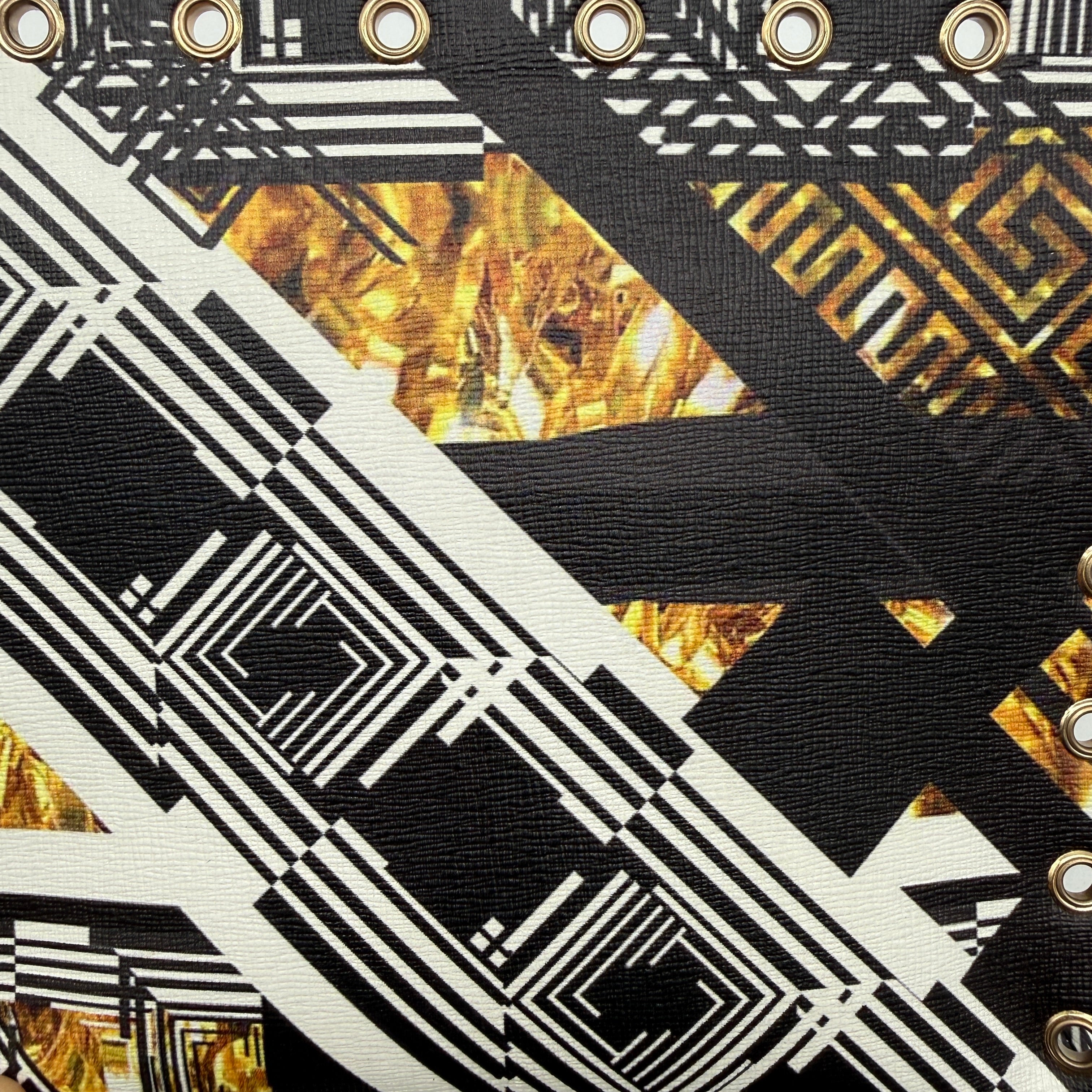 Versace | Lion Head Printed Flap Bag | Grommet Trim | Gold-Tone Chain