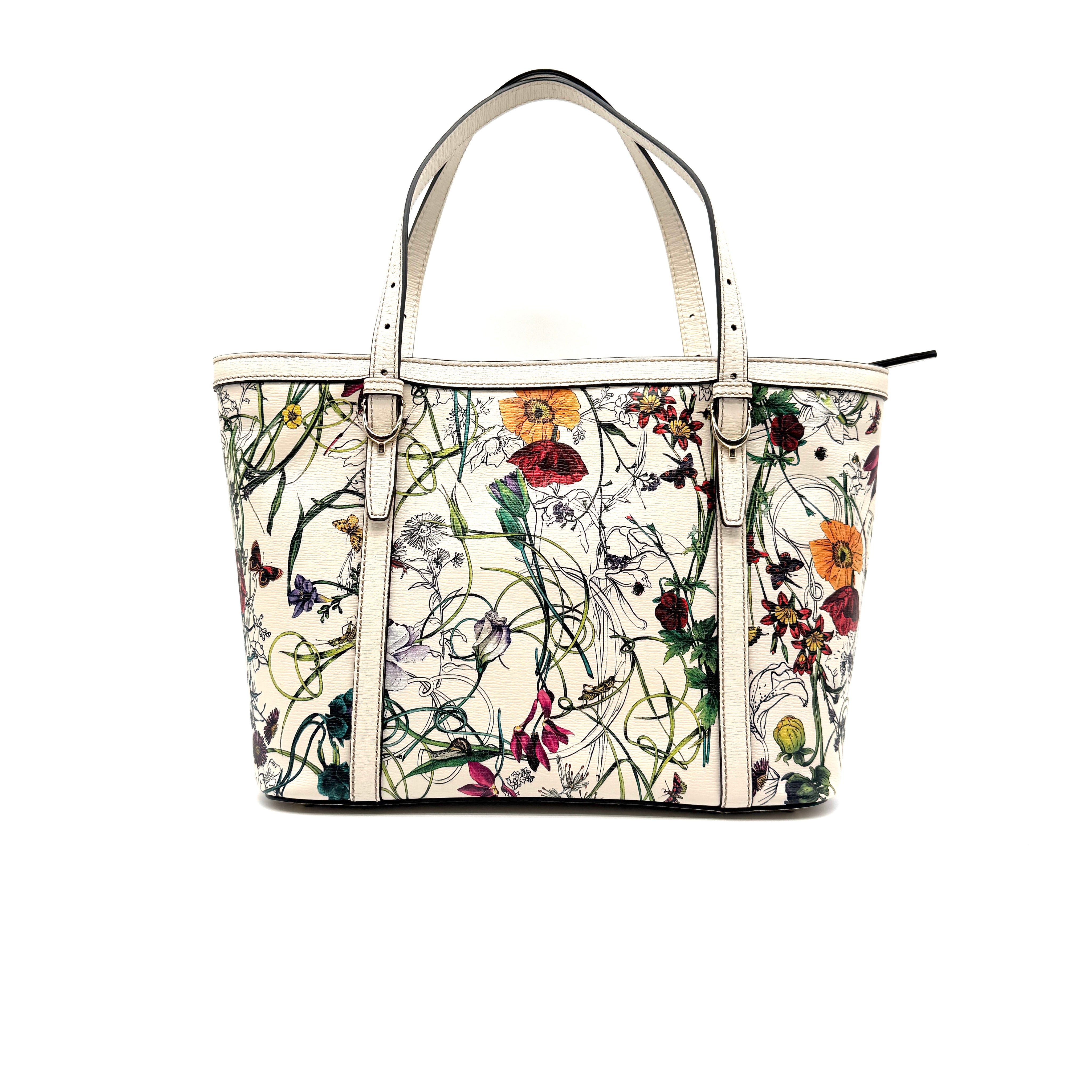 Gucci | Flora Print Structured Tote | Cream Leather | Gold-Tone Hardware