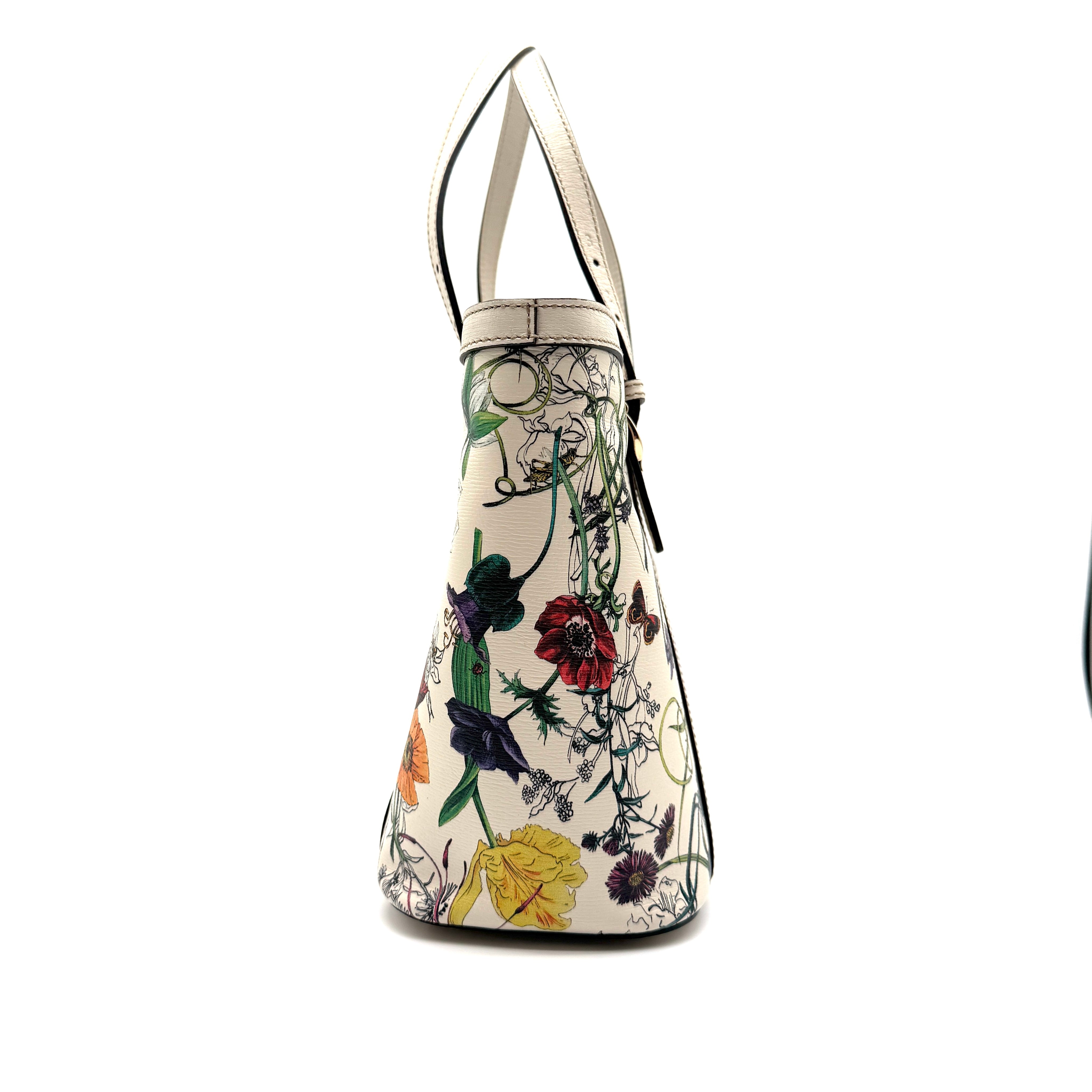 Gucci | Flora Print Structured Tote | Cream Leather | Gold-Tone Hardware