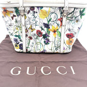 Gucci | Flora Print Structured Tote | Cream Leather | Gold-Tone Hardware