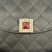 Chanel | Quilted Satin Half-Moon Bag | Jeweled Clasp | Gold-Tone Chain (Series 0)