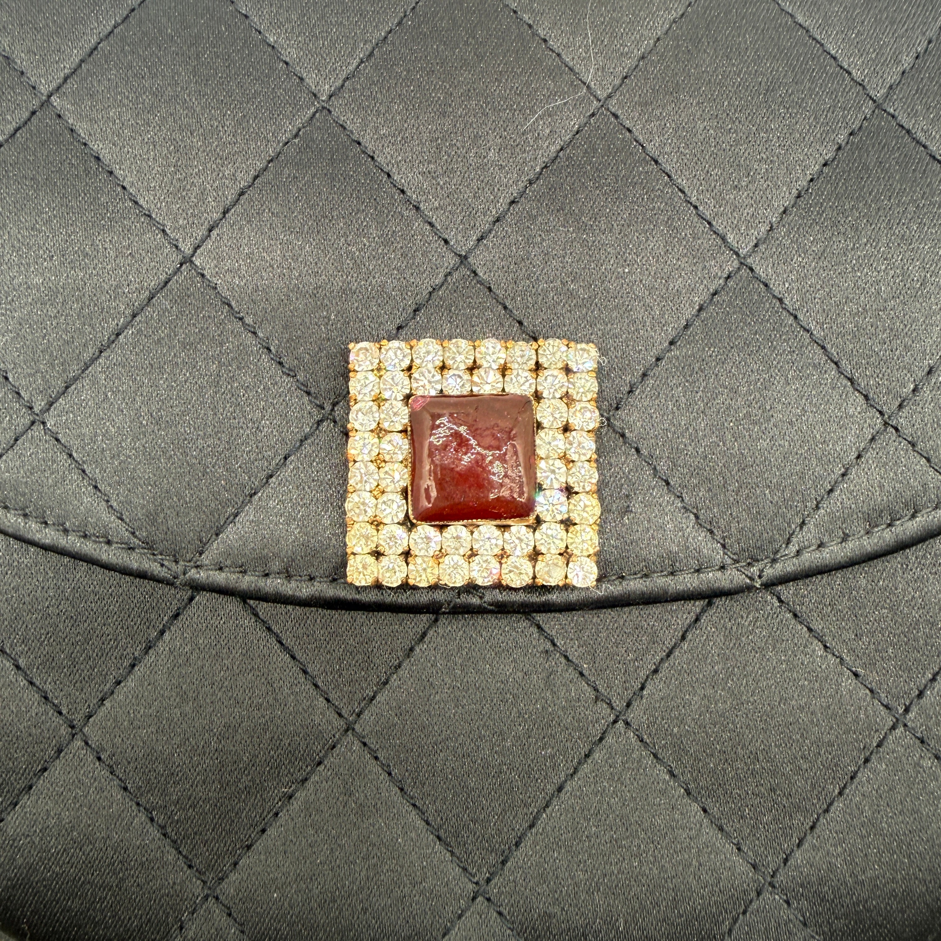 Chanel | Quilted Satin Half-Moon Bag | Jeweled Clasp | Gold-Tone Chain (Series 0)