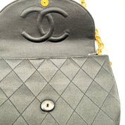 Chanel | Quilted Satin Half-Moon Bag | Jeweled Clasp | Gold-Tone Chain (Series 0)