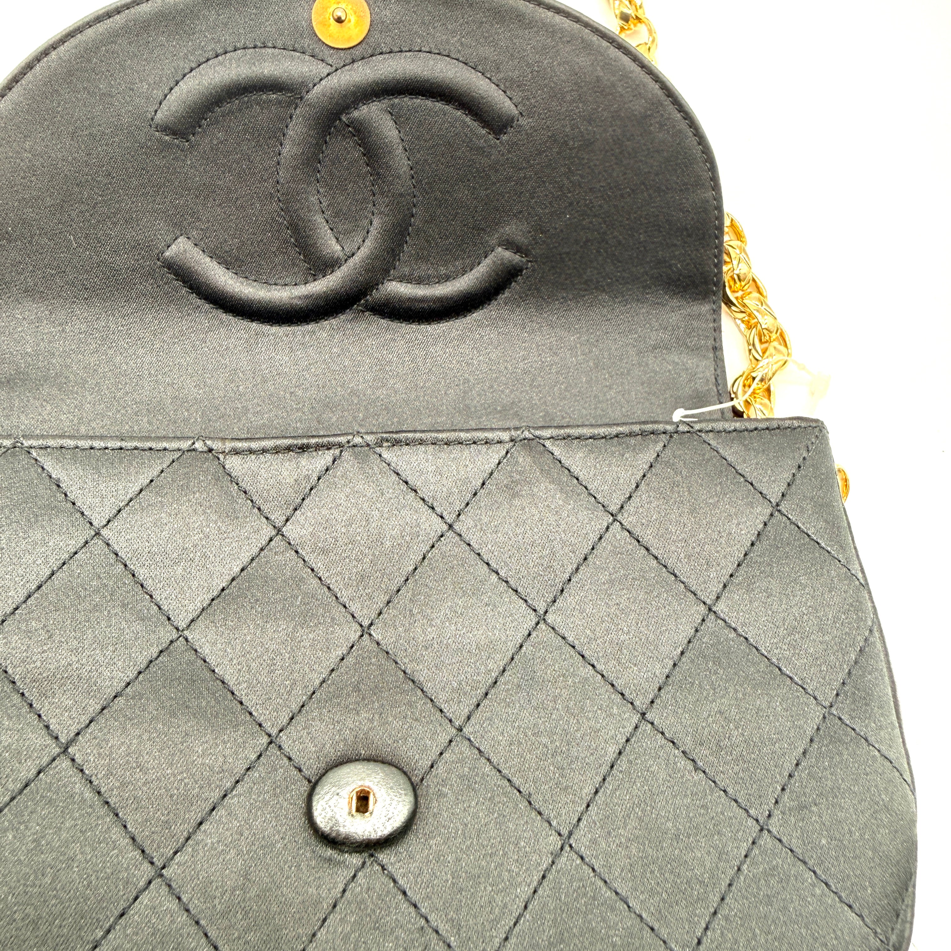 Chanel | Quilted Satin Half-Moon Bag | Jeweled Clasp | Gold-Tone Chain (Series 0)