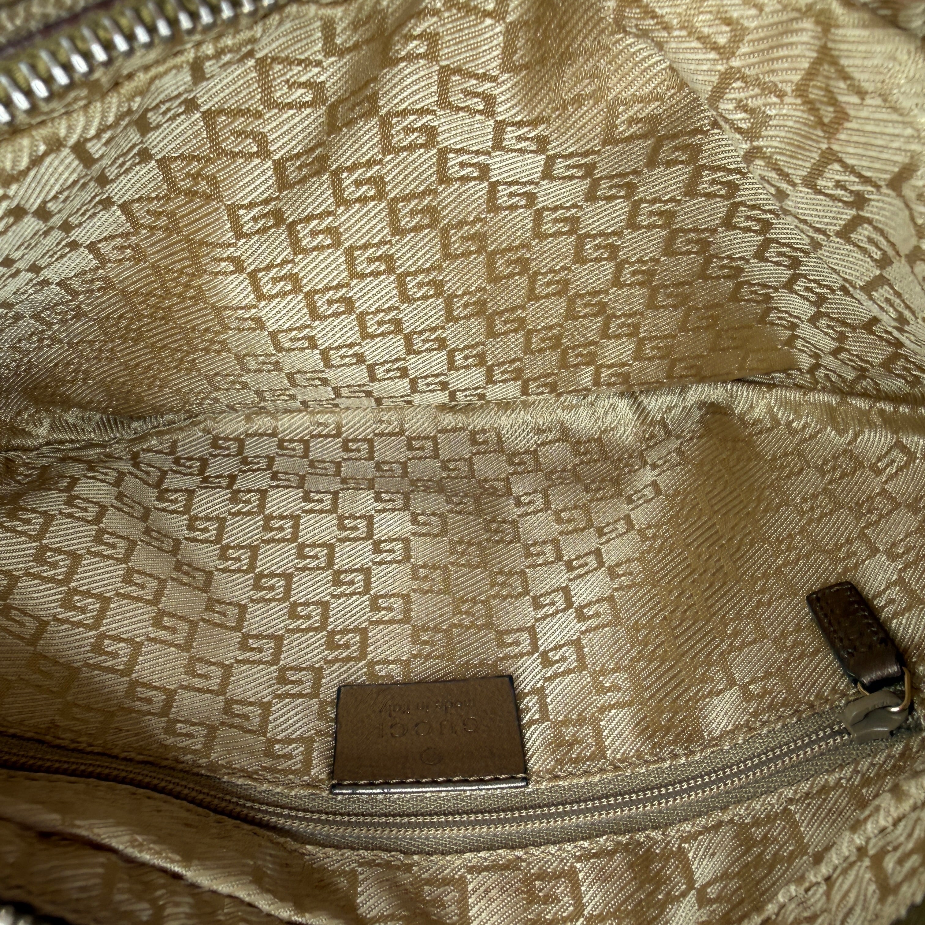 Gucci | Metallic Canvas Half-Moon Hobo Bag | Web Strap | Silver-Tone Hardware