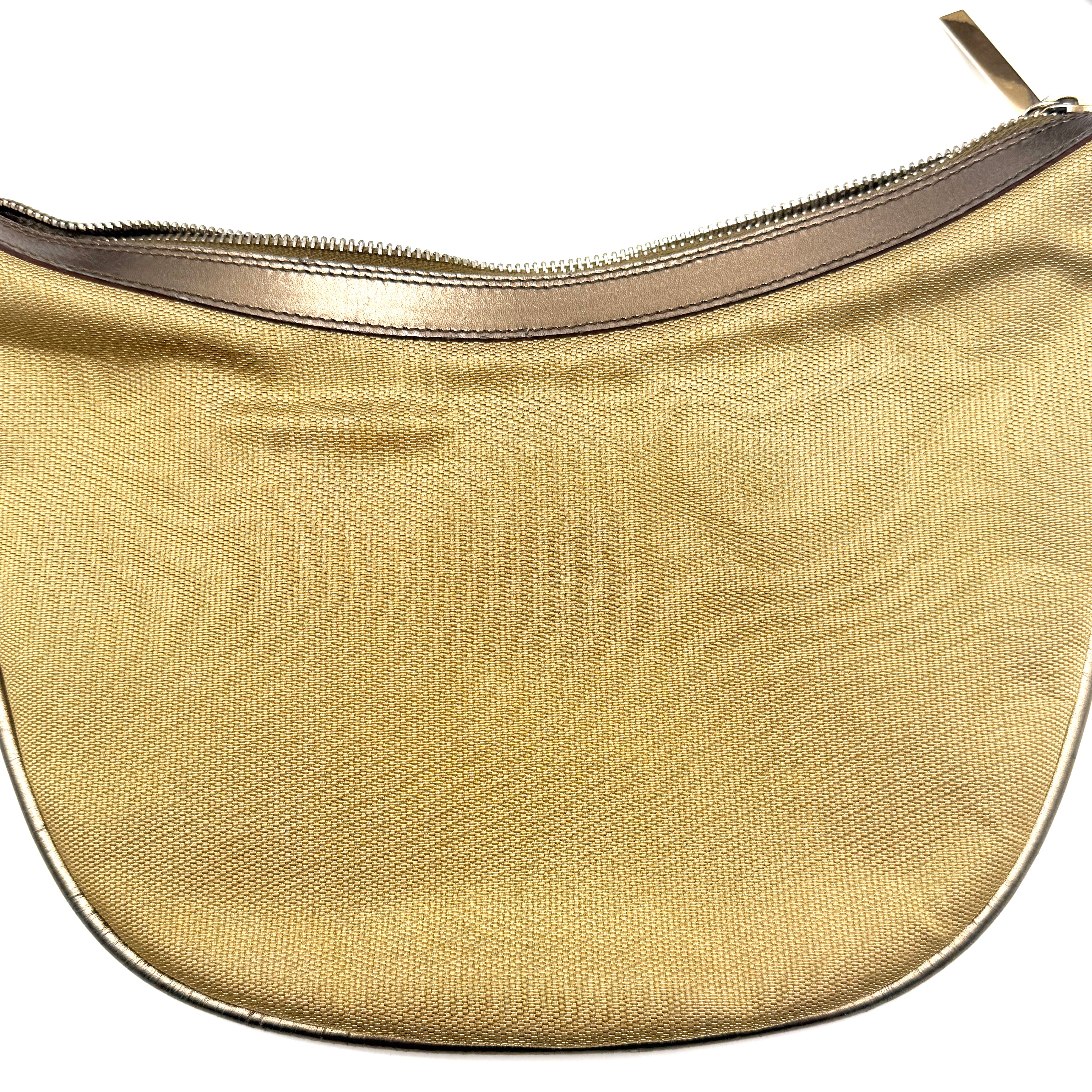 Gucci | Metallic Canvas Half-Moon Hobo Bag | Web Strap | Silver-Tone Hardware