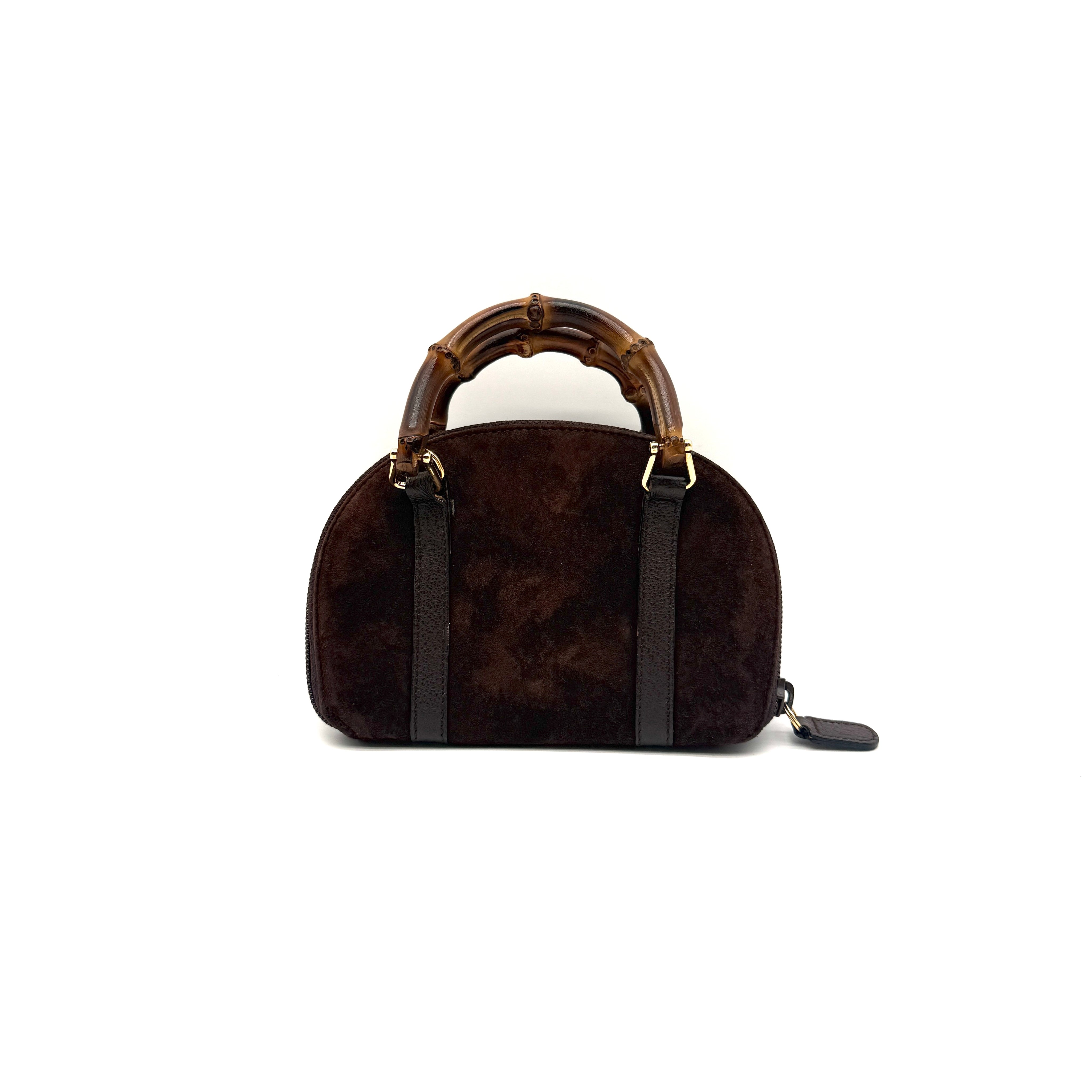 Gucci | Bamboo Handle Suede Bag | Detachable Strap | Gold-Tone Hardware