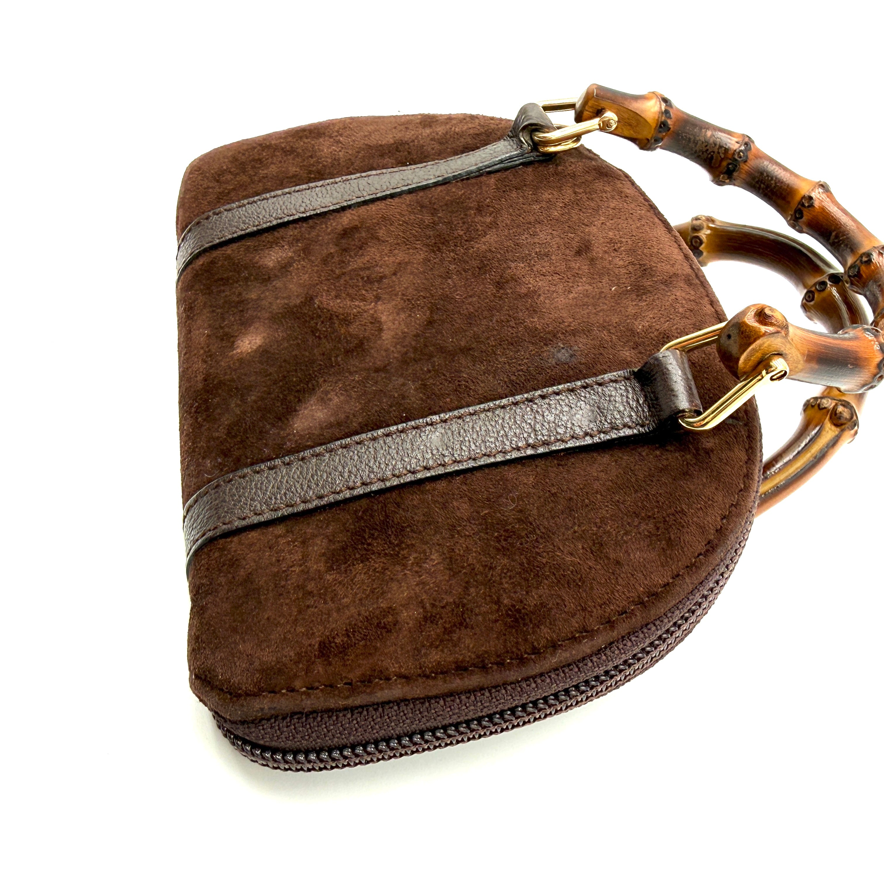 Gucci | Bamboo Handle Suede Bag | Detachable Strap | Gold-Tone Hardware