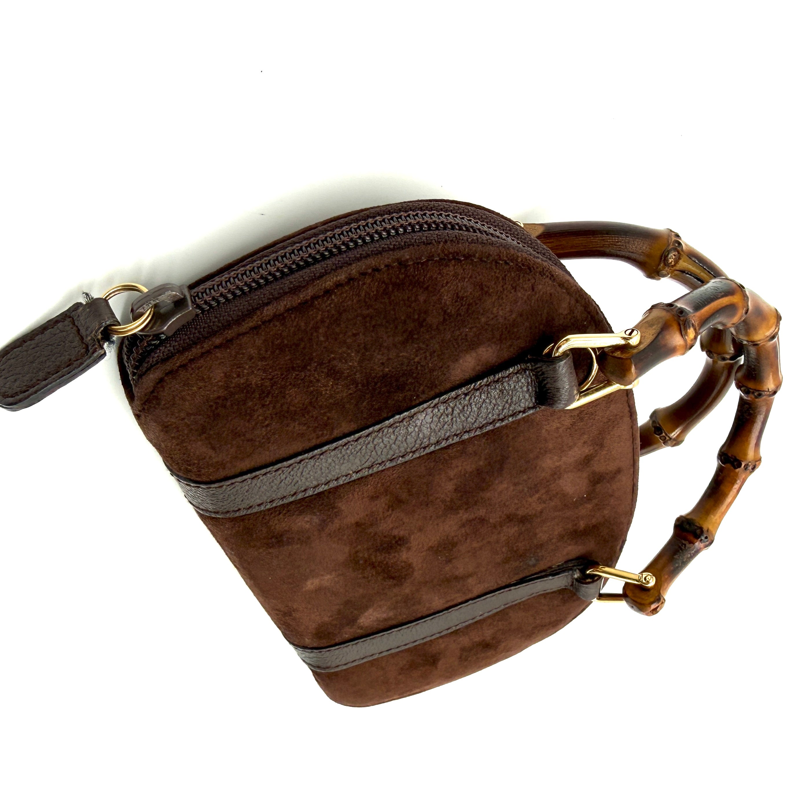 Gucci | Bamboo Handle Suede Bag | Detachable Strap | Gold-Tone Hardware