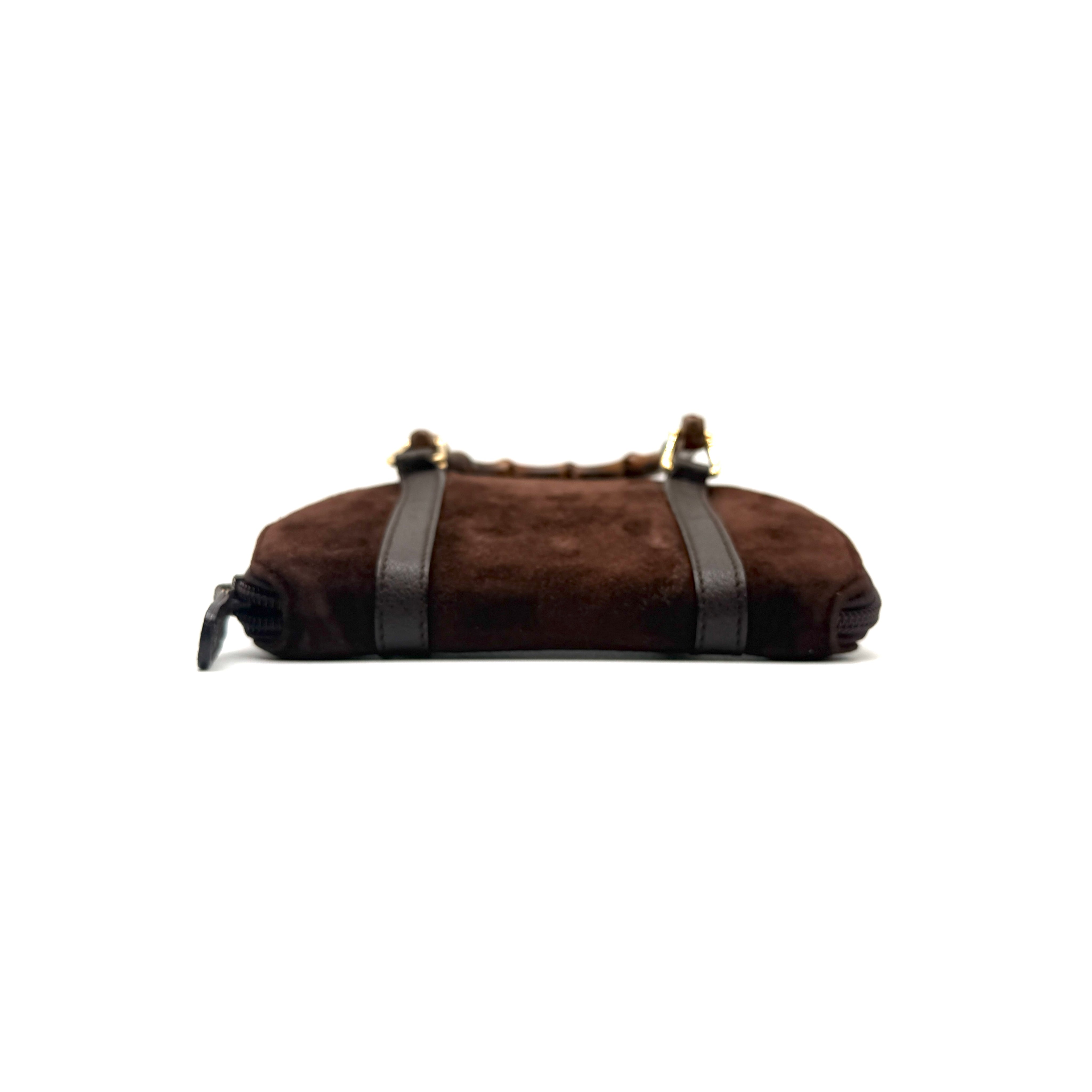 Gucci | Bamboo Handle Suede Bag | Detachable Strap | Gold-Tone Hardware