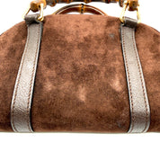 Gucci | Bamboo Handle Suede Bag | Detachable Strap | Gold-Tone Hardware