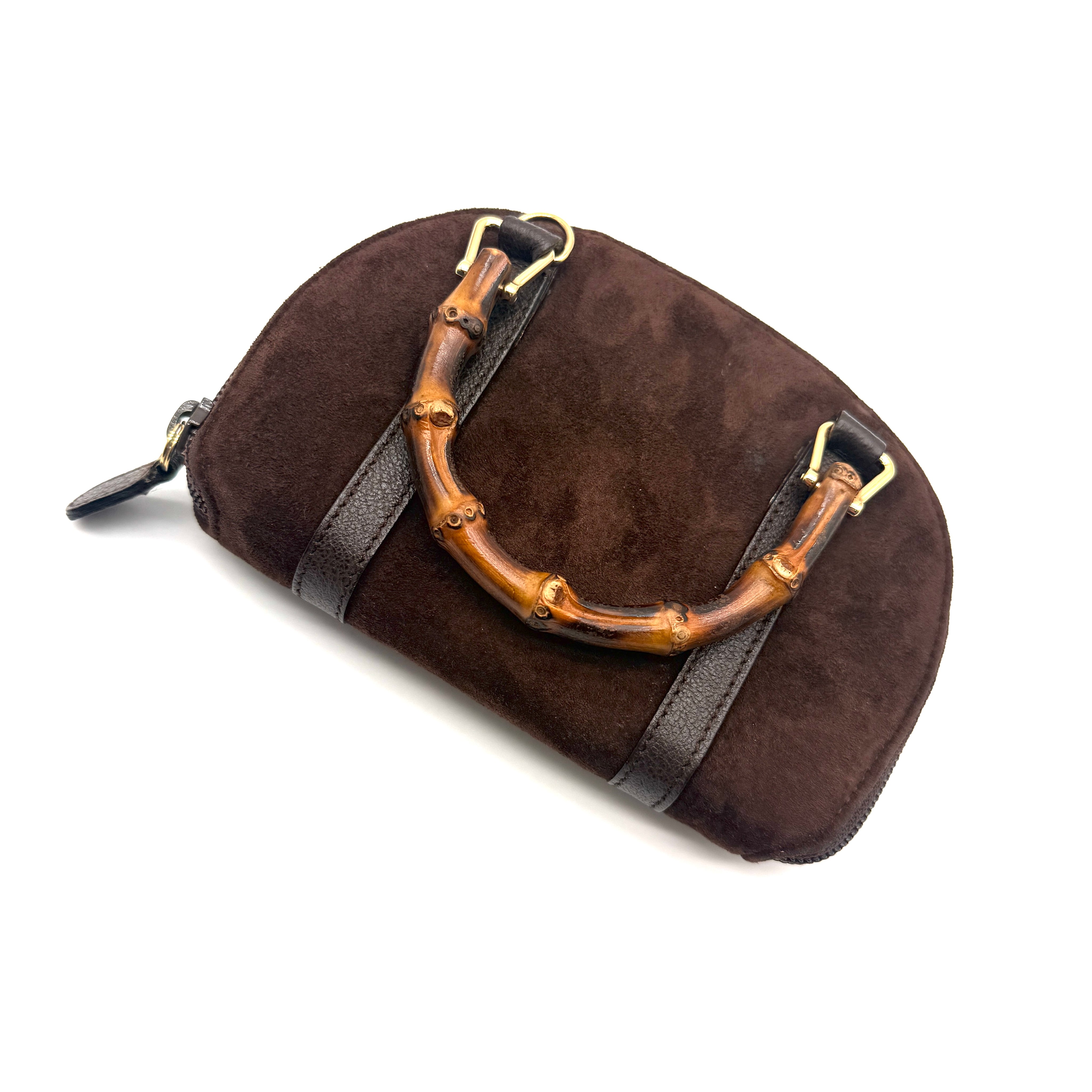 Gucci | Bamboo Handle Suede Bag | Detachable Strap | Gold-Tone Hardware