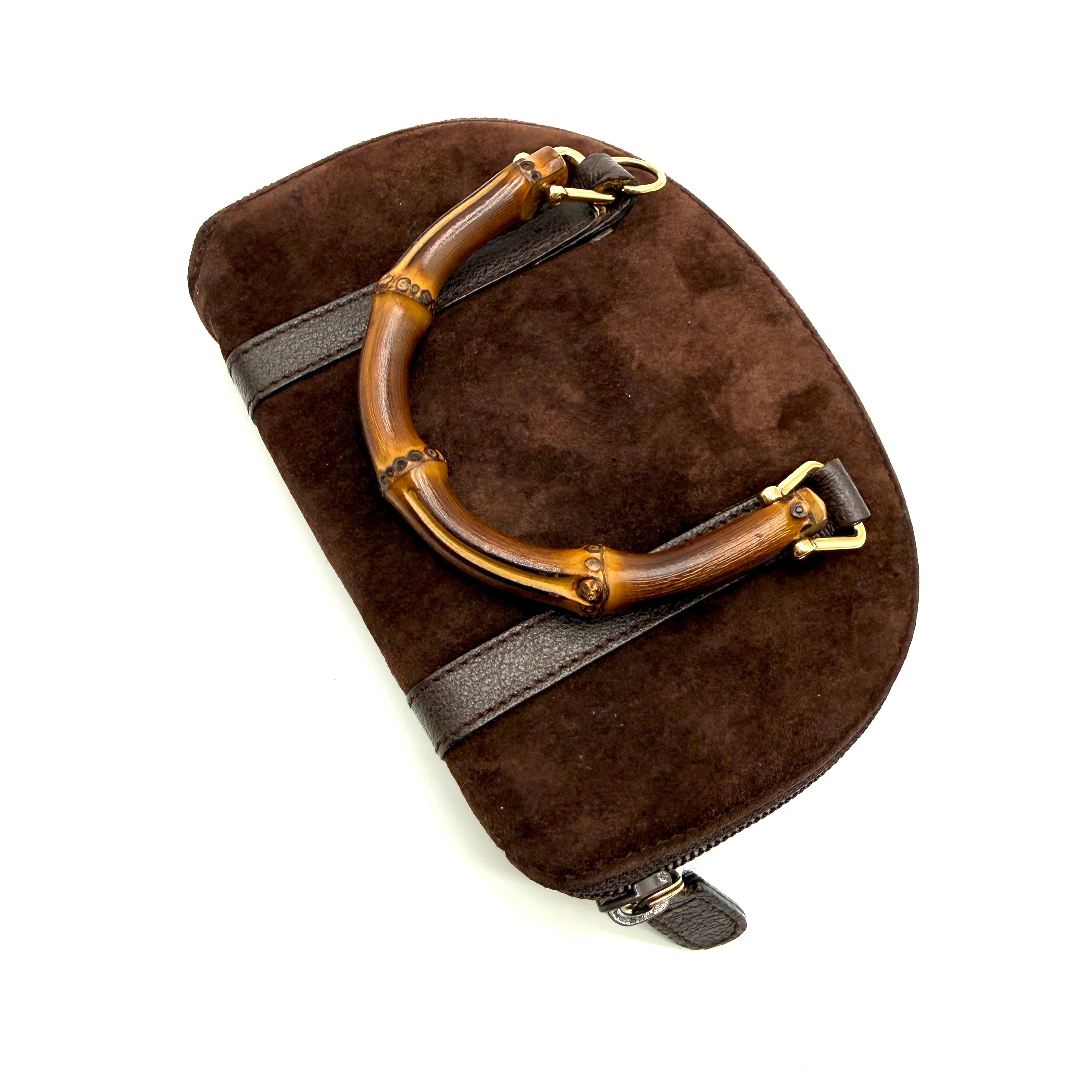 Gucci | Bamboo Handle Suede Bag | Detachable Strap | Gold-Tone Hardware