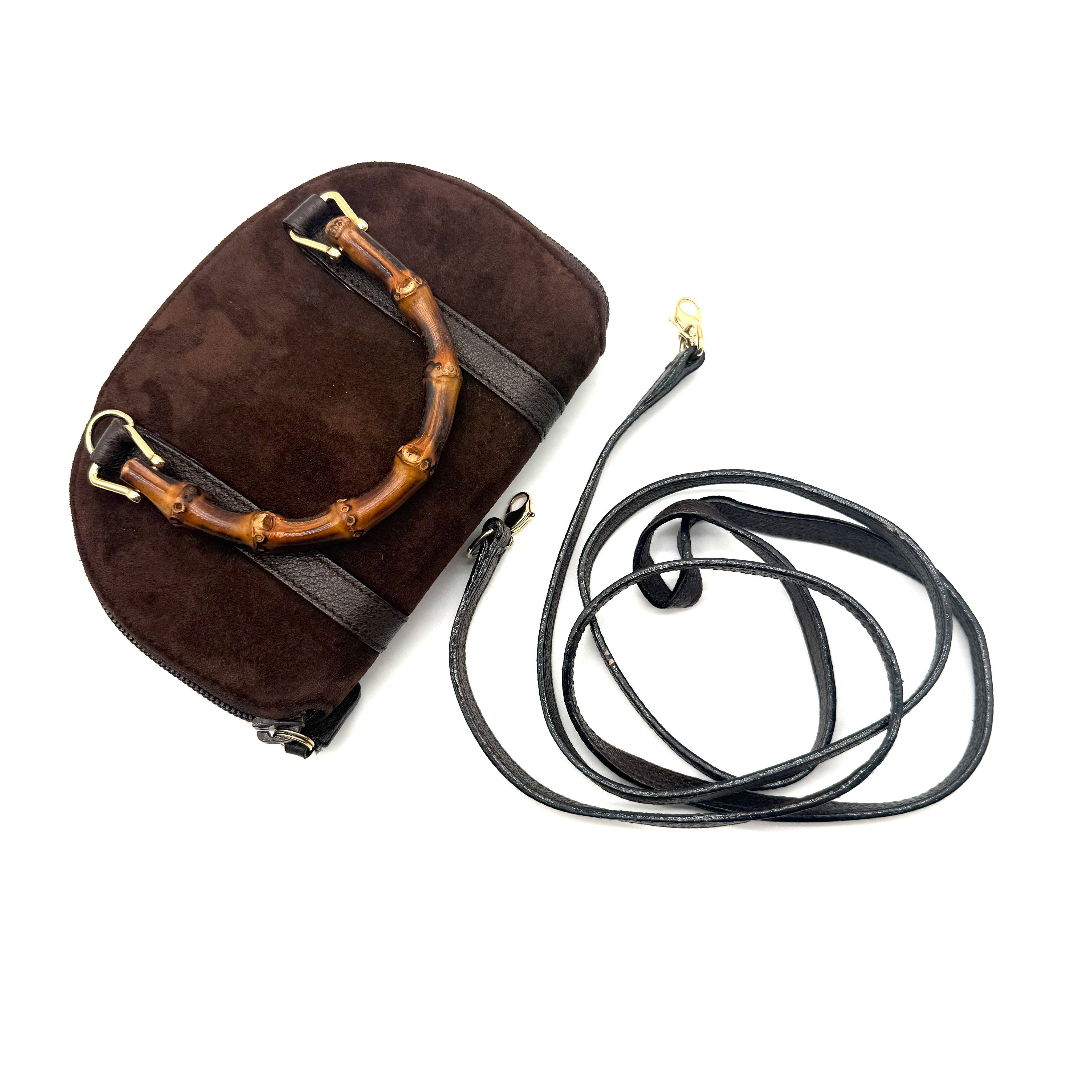 Gucci | Bamboo Handle Suede Bag | Detachable Strap | Gold-Tone Hardware