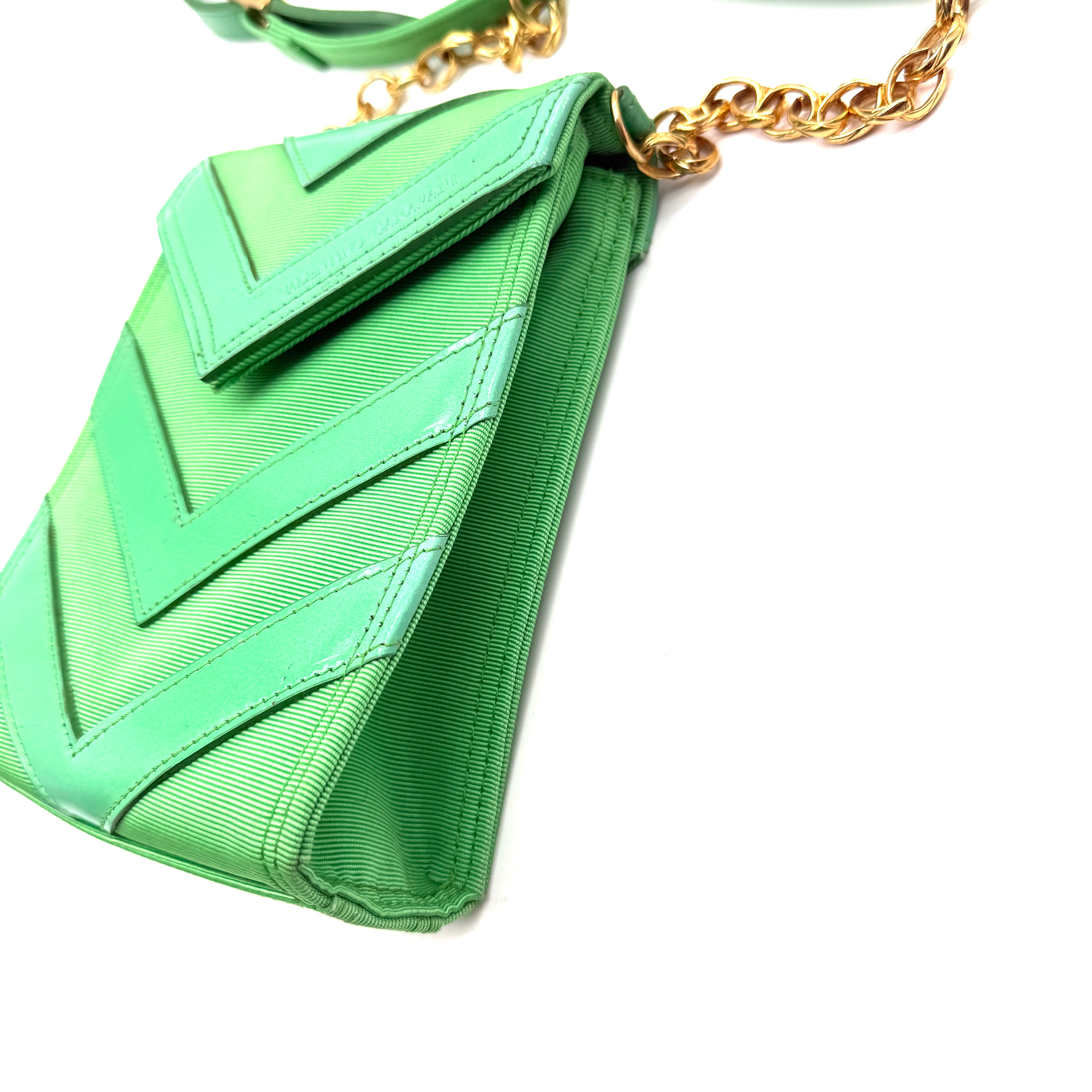 Valentino Garavani | Chevron Mini Crossbody Bag | Grosgrain & Leather | Gold-Tone Chain