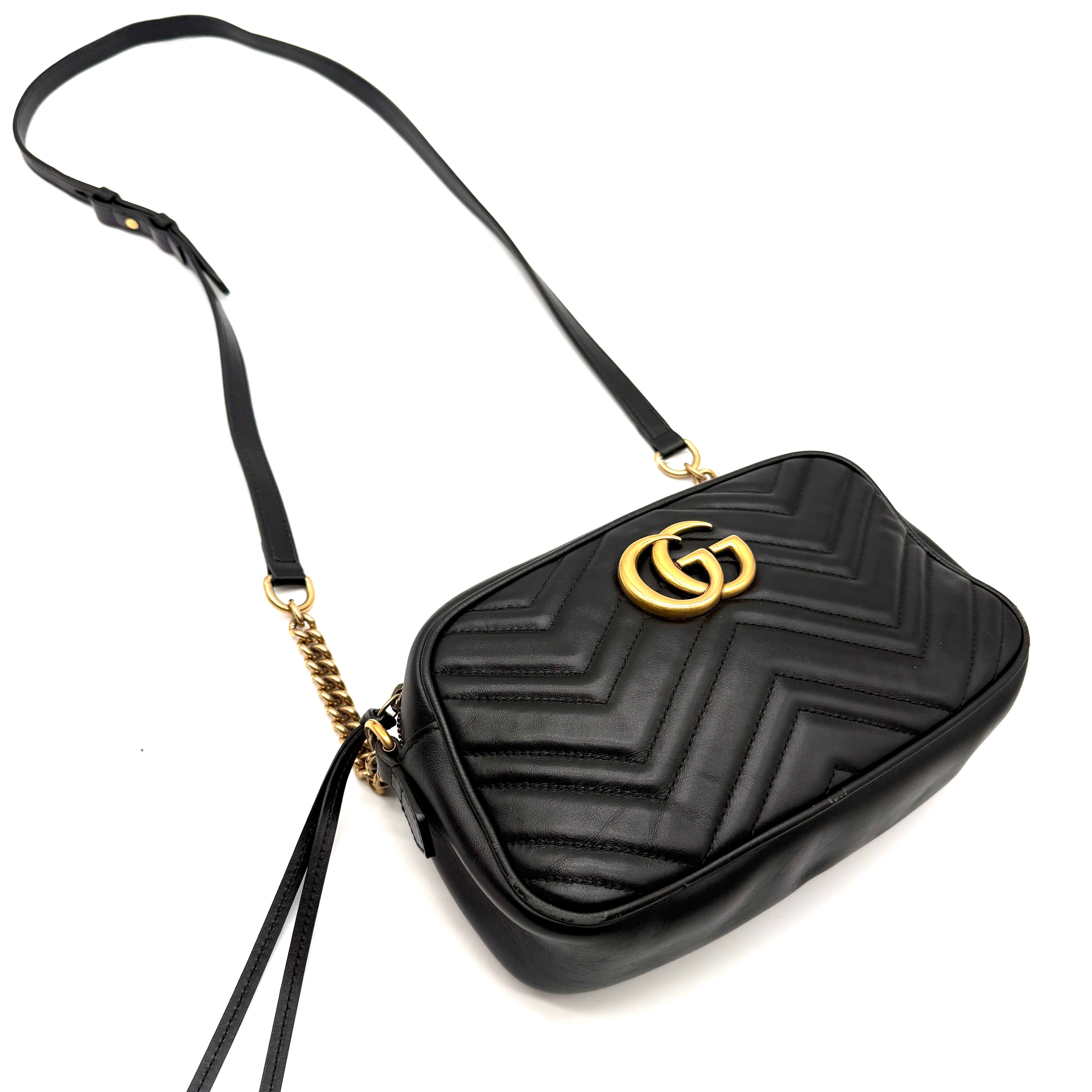 Gucci | GG Marmont Matelassé Camera Bag | Chevron Leather | Gold-Tone GG Hardware