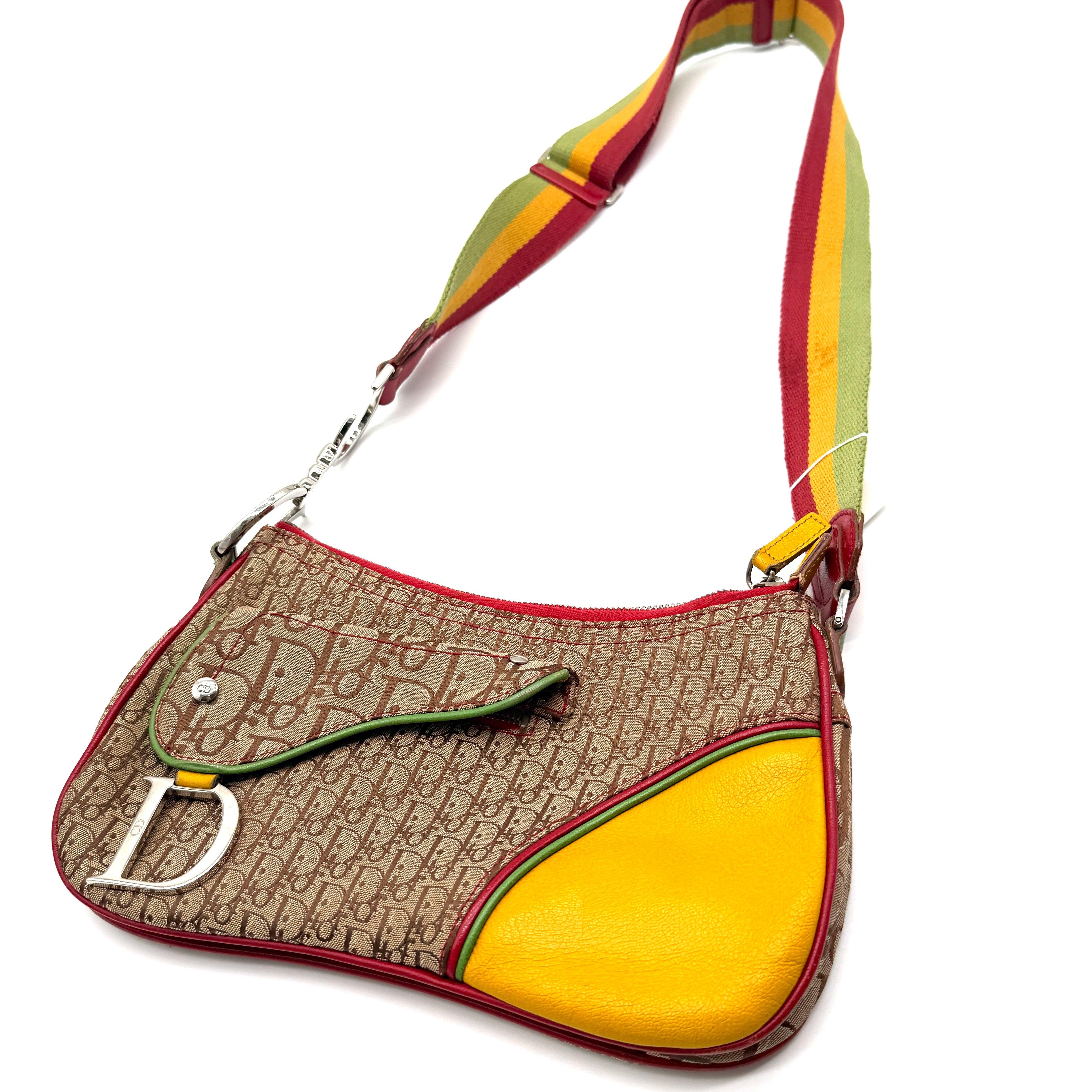 Christian Dior | Saddle Bag | Rasta Trotter Canvas | Silver-Tone Hardware
