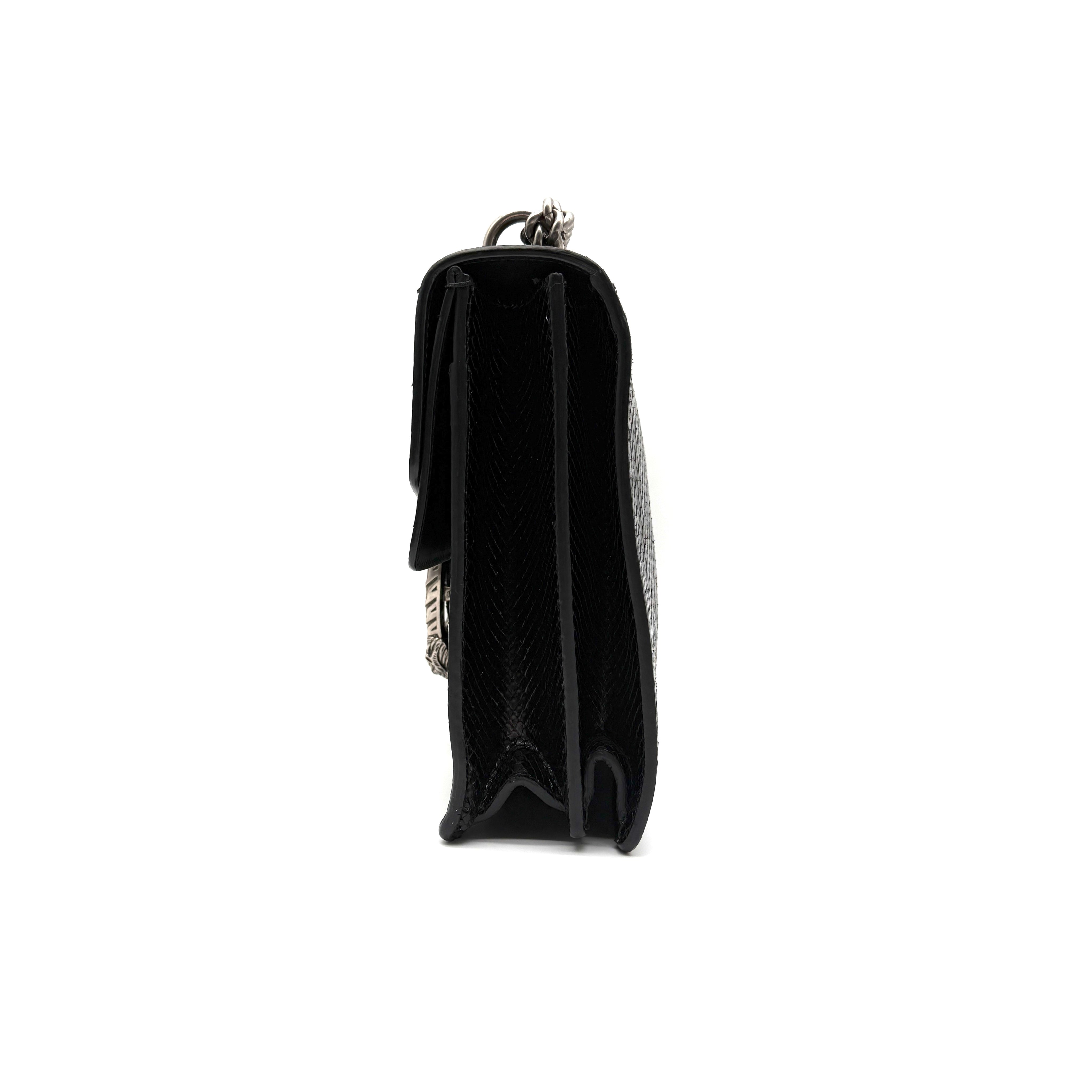 Gucci | Dionysus Medium Shoulder Bag | Black Python | Silver-Tone Hardware (30cm)