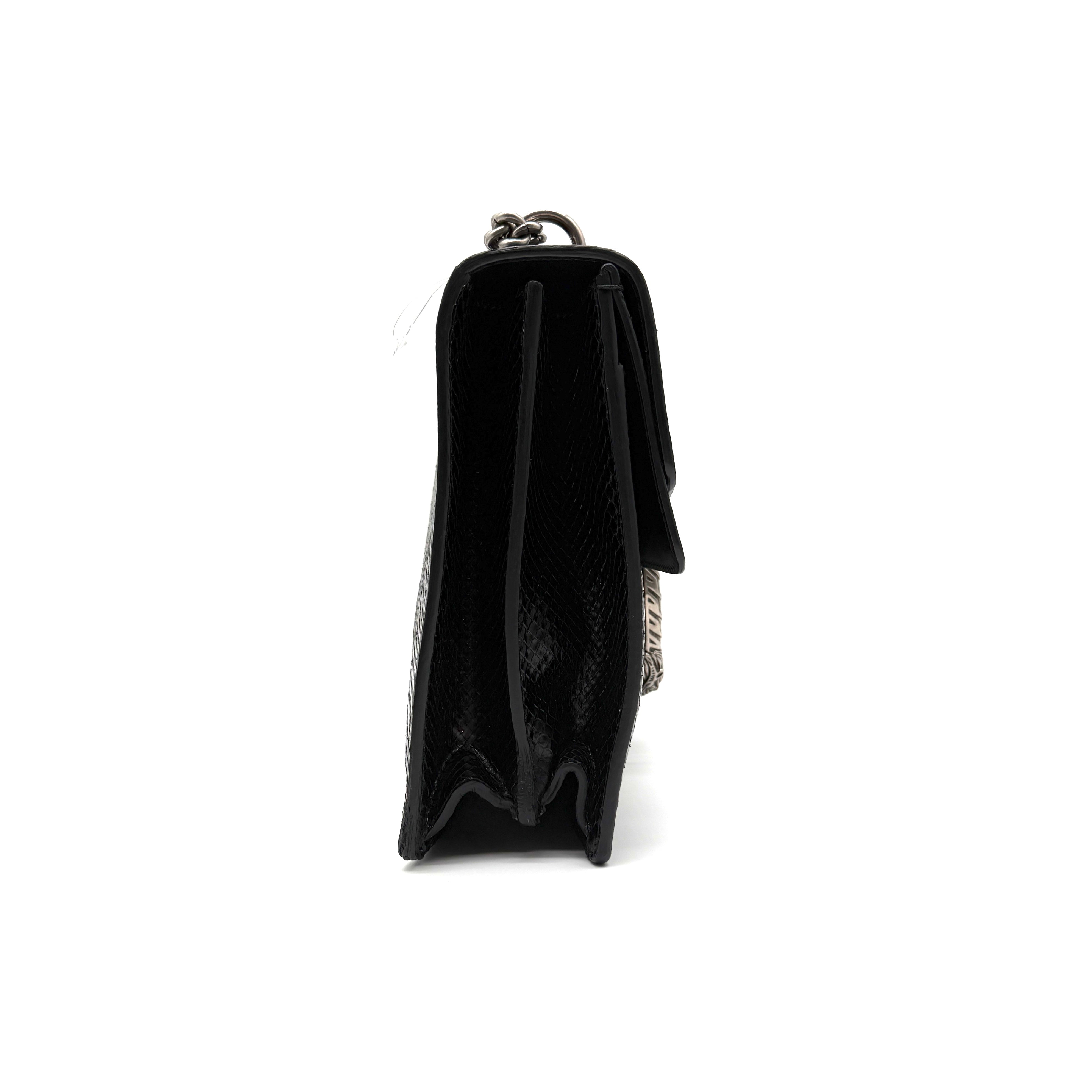 Gucci | Dionysus Medium Shoulder Bag | Black Python | Silver-Tone Hardware (30cm)