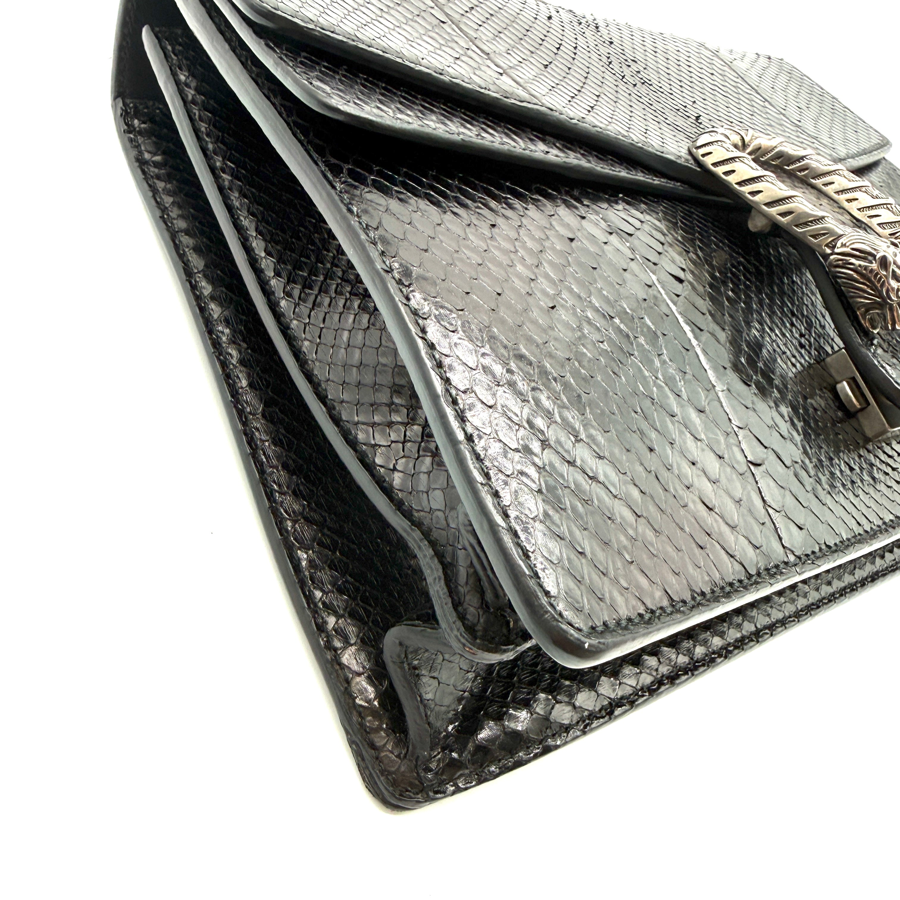 Gucci | Dionysus Medium Shoulder Bag | Black Python | Silver-Tone Hardware (30cm)
