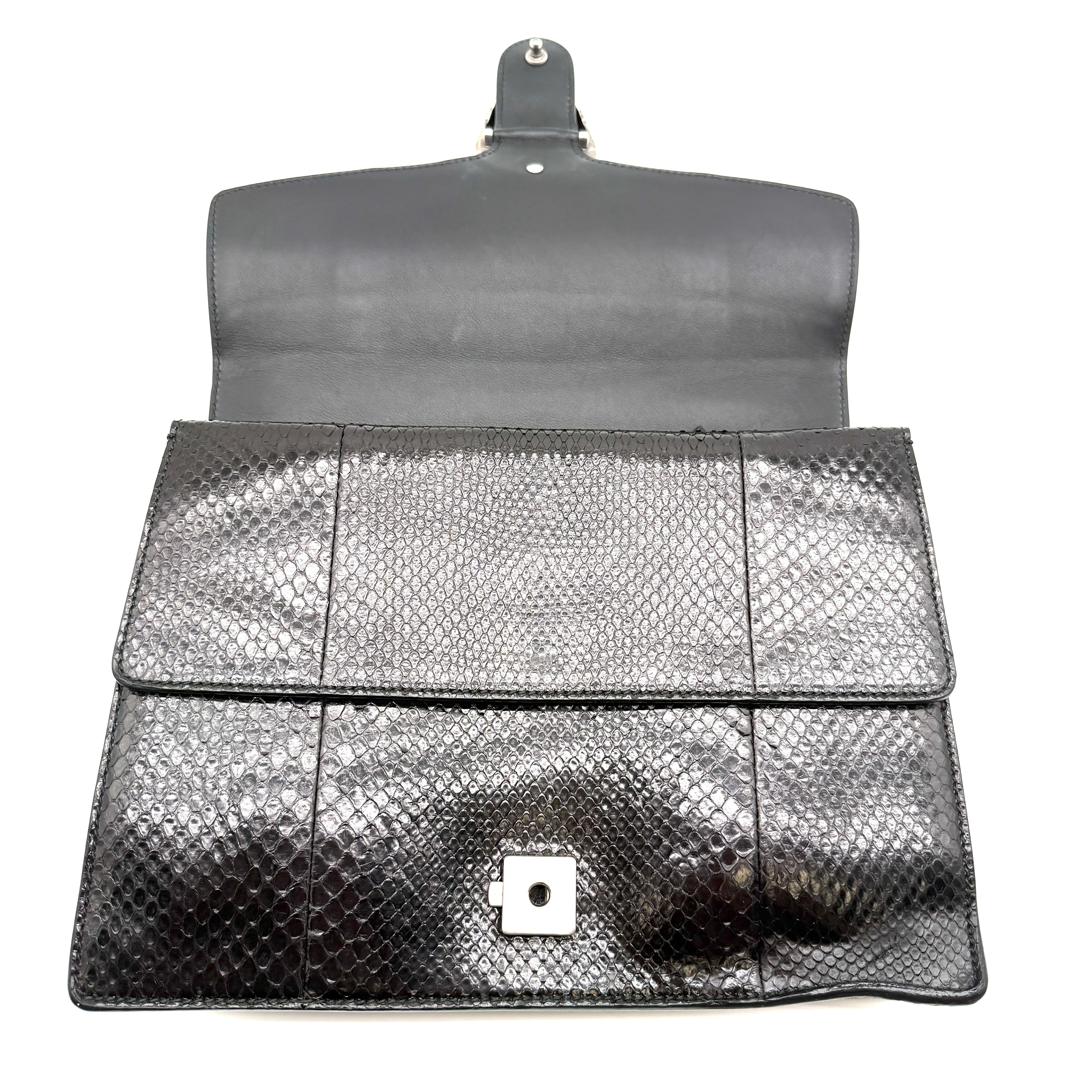 Gucci | Dionysus Medium Shoulder Bag | Black Python | Silver-Tone Hardware (30cm)