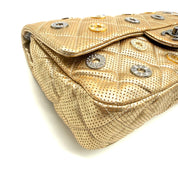Chanel | Quilted Perforated Flap Bag | Gold Leather | Jewel Medallion Embellishments (Series 20) ~30cm)