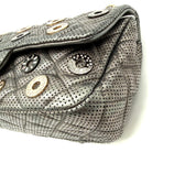 Chanel | Quilted Perforated Flap Bag | Gunmetal Leather | Jewel Medallion Embellishments | Series 20 (~25cm)