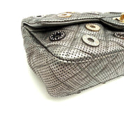 Chanel | Quilted Perforated Flap Bag | Gunmetal Leather | Jewel Medallion Embellishments | Series 20 (~25cm)