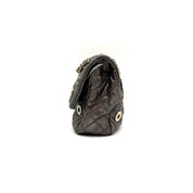 Chanel | Quilted Perforated Flap Bag | Gunmetal Leather | Jewel Medallion Embellishments | Series 20 (~25cm)