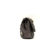 Chanel | Quilted Perforated Flap Bag | Gunmetal Leather | Jewel Medallion Embellishments | Series 20 (~25cm)