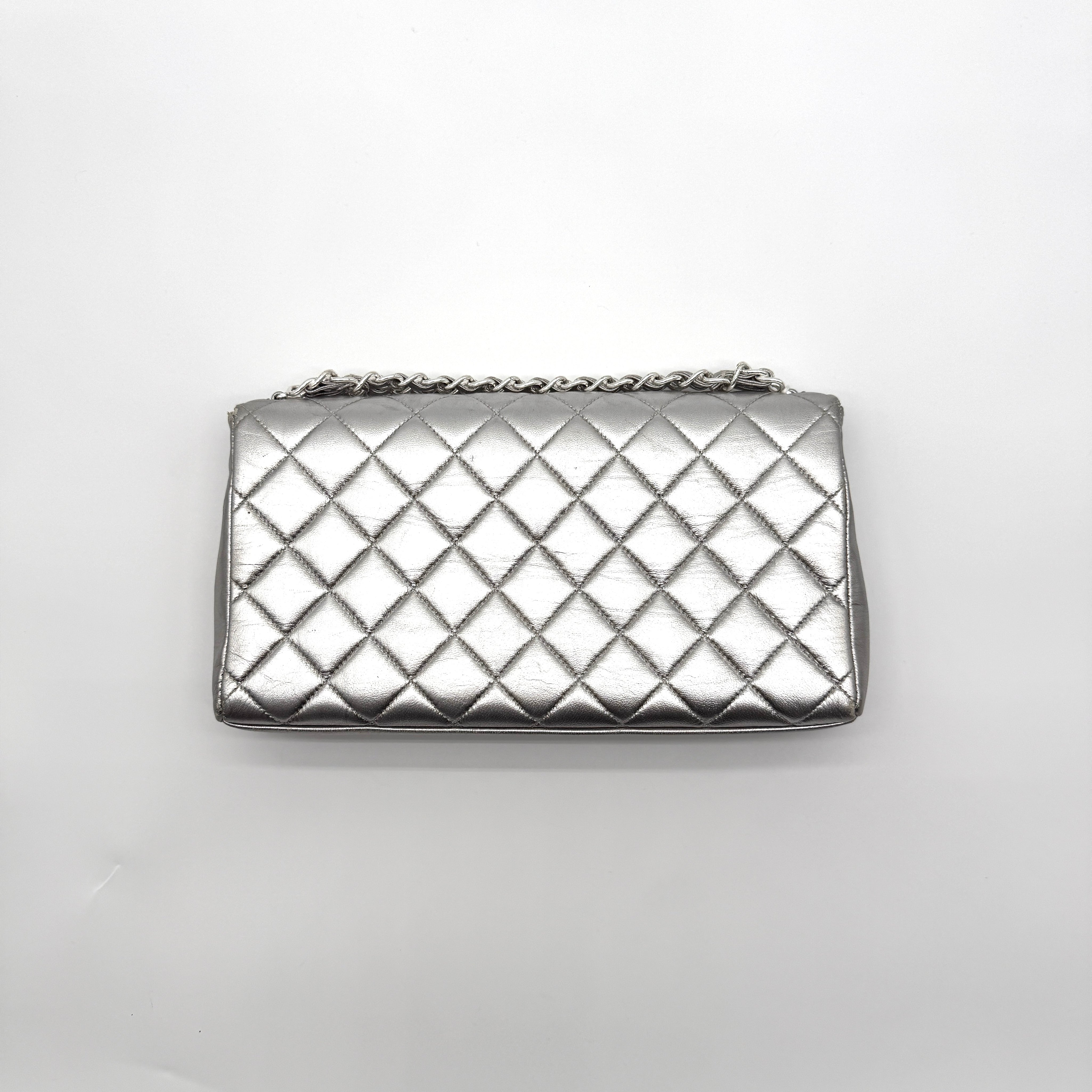 Chanel | Envelope Flap Bag | Silver Metallic Lambskin | Ruthenium Hardware