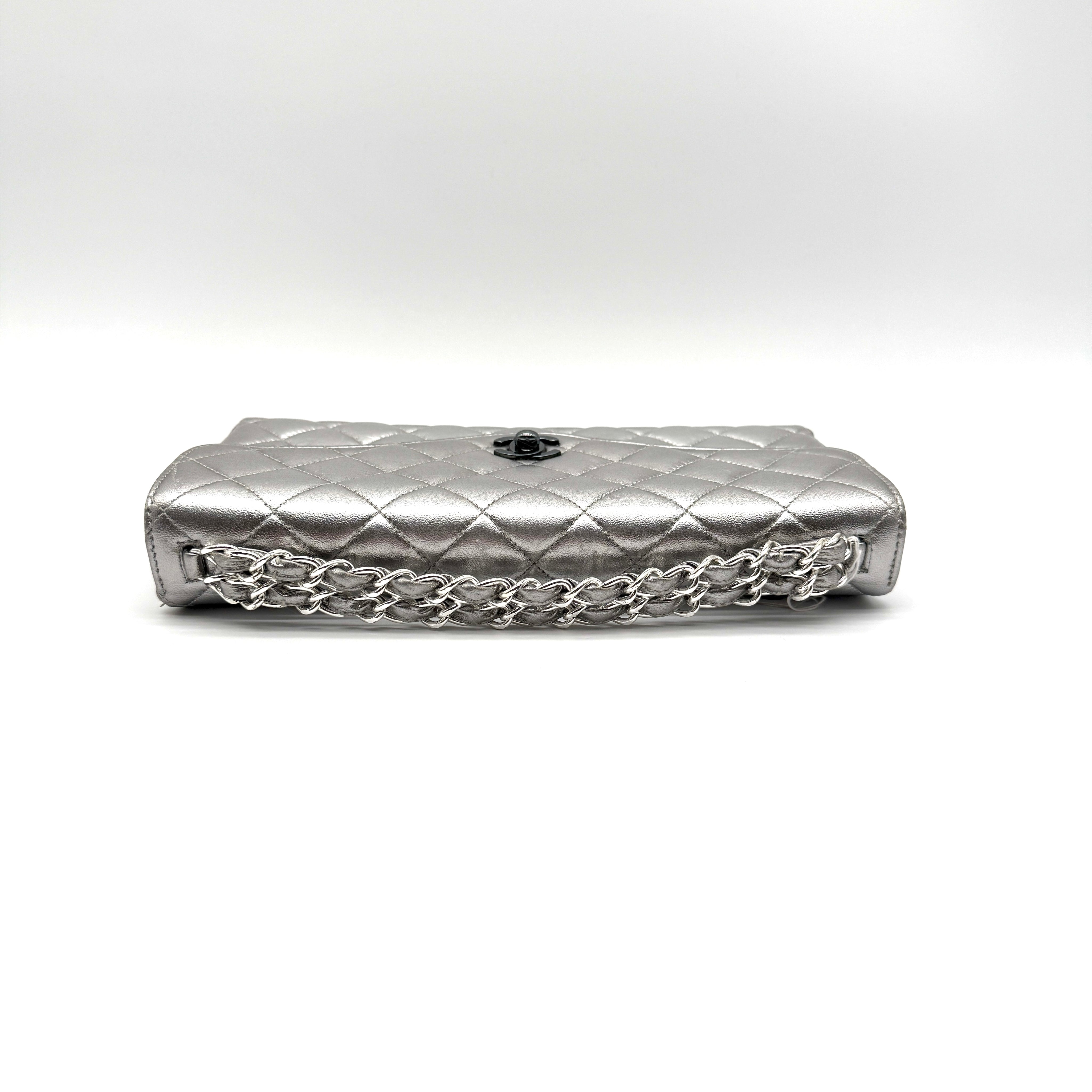 Chanel | Envelope Flap Bag | Silver Metallic Lambskin | Ruthenium Hardware