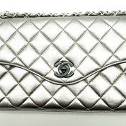Chanel | Envelope Flap Bag | Silver Metallic Lambskin | Ruthenium Hardware