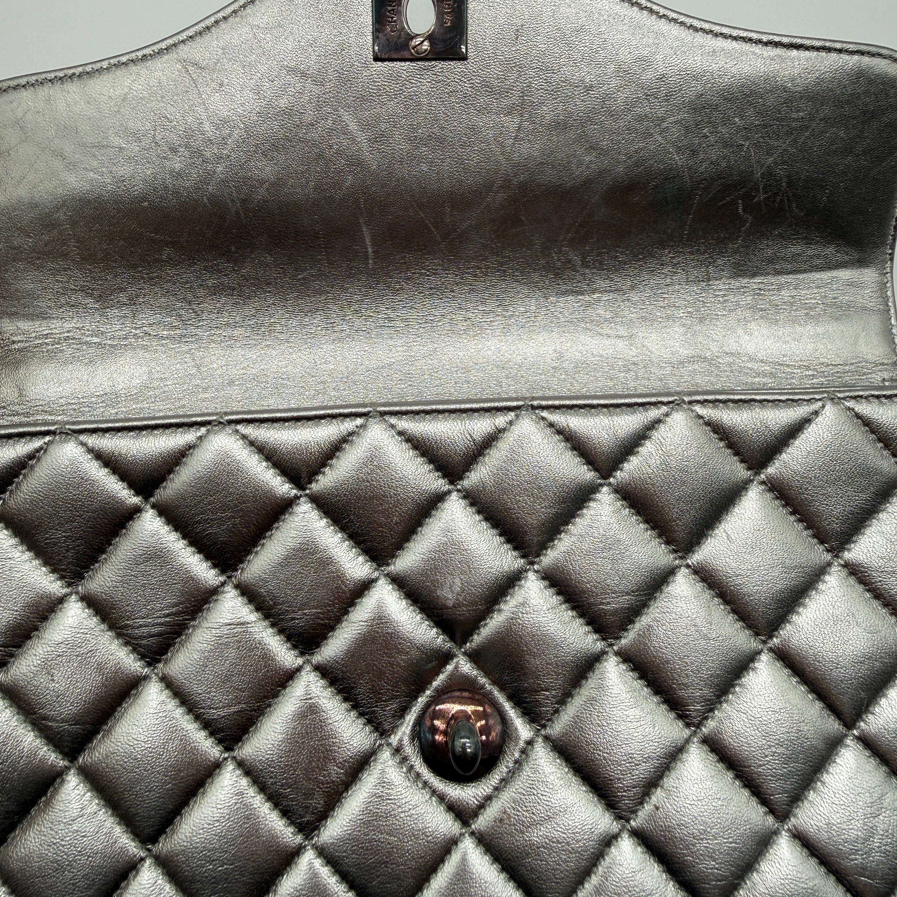 Chanel | Envelope Flap Bag | Silver Metallic Lambskin | Ruthenium Hardware