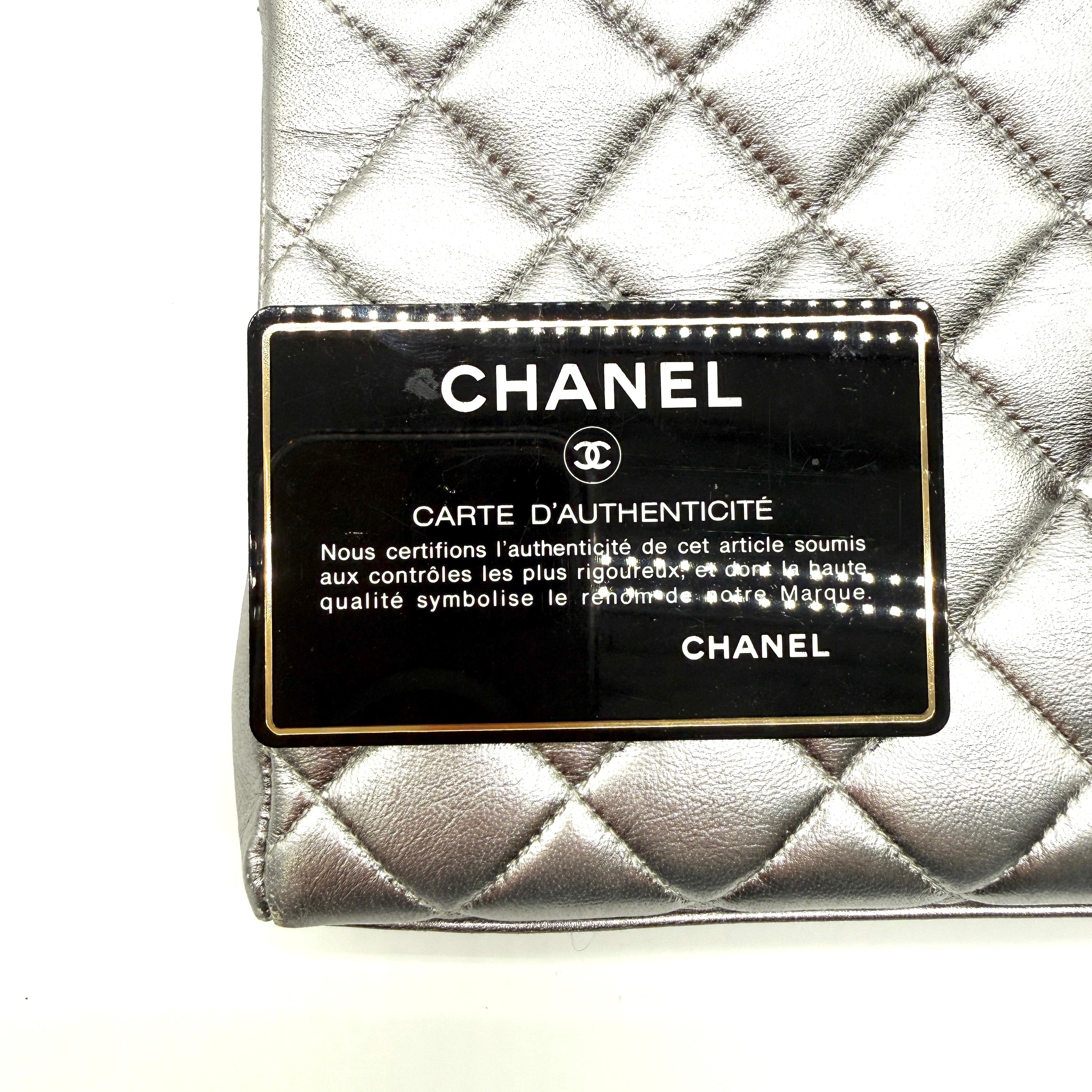 Chanel | Envelope Flap Bag | Silver Metallic Lambskin | Ruthenium Hardware