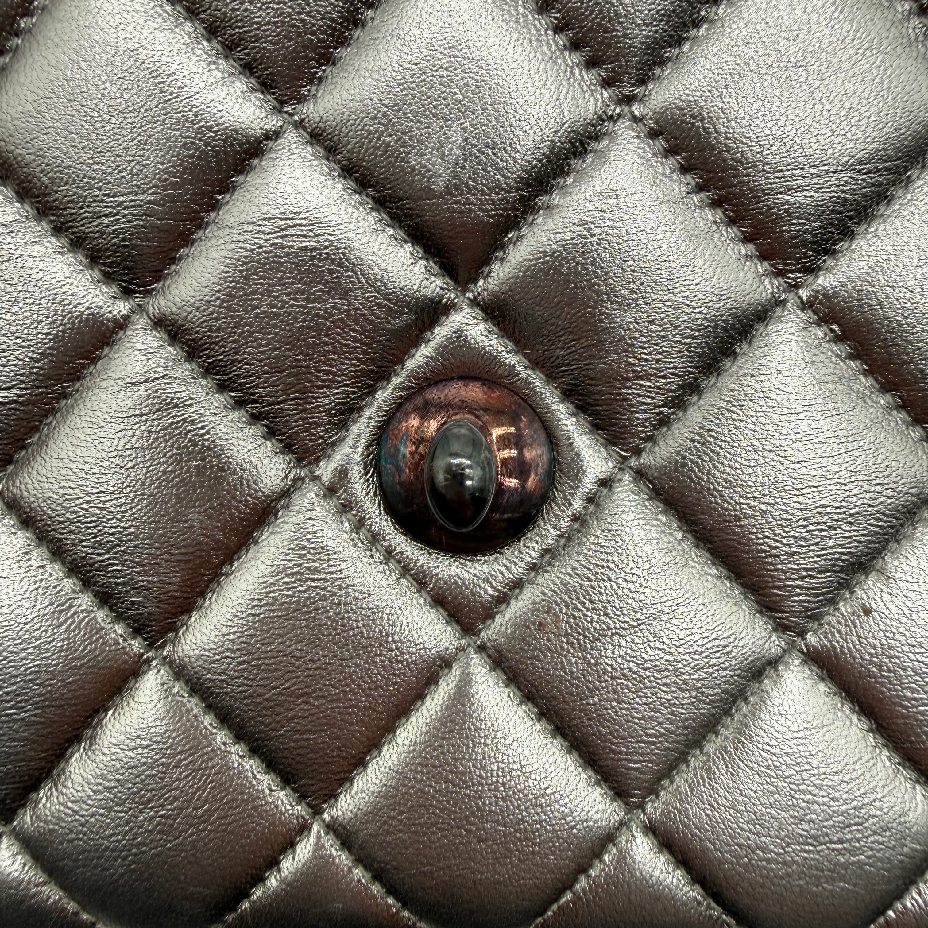 Chanel | Envelope Flap Bag | Silver Metallic Lambskin | Ruthenium Hardware