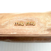 Miu Miu Gathered Leather Clutch | Metallic Blush Pink | Gold-Tone Hardware