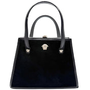 Versace | Vintage Medusa Top Handle Bag | Black Haircalf and Leather | Silver-Tone Hardware