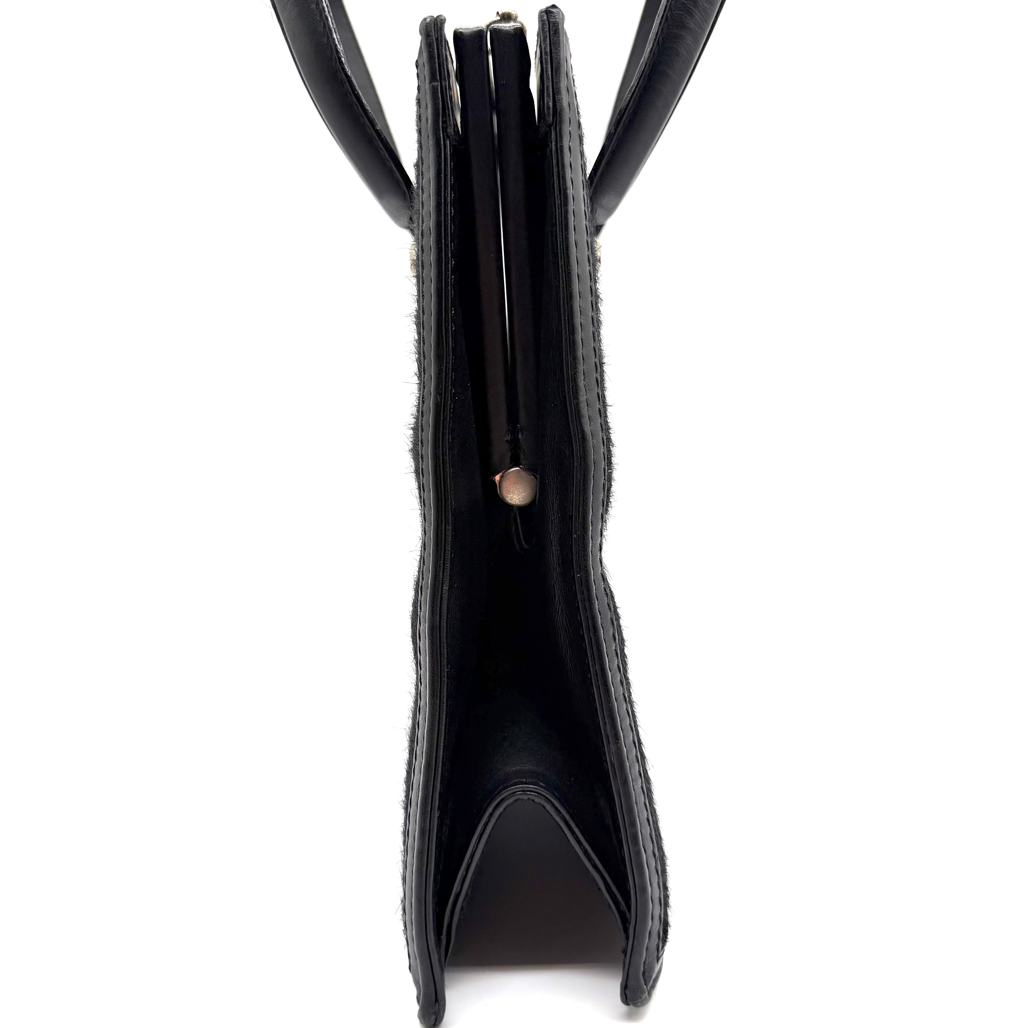Versace | Vintage Medusa Top Handle Bag | Black Haircalf and Leather | Silver-Tone Hardware