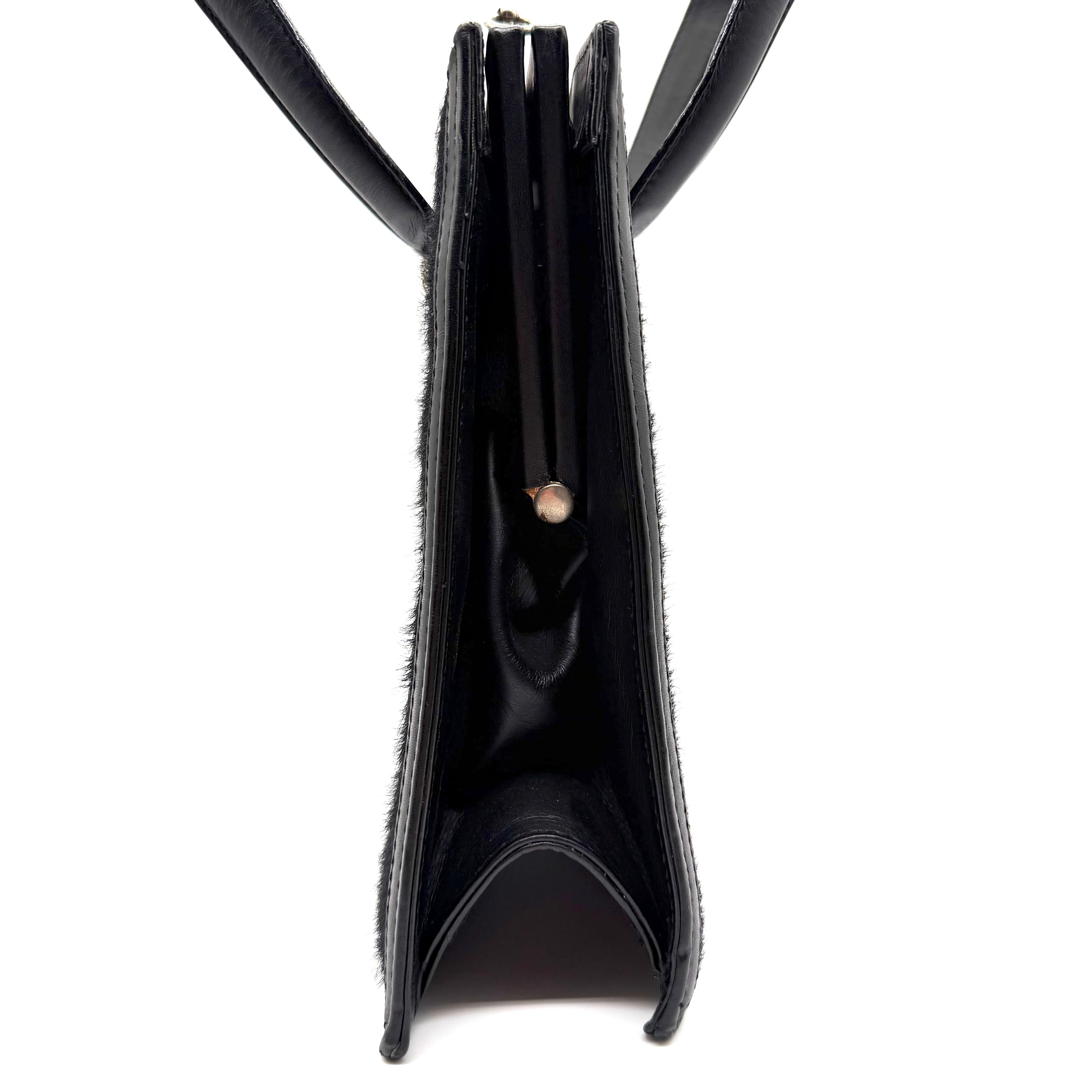 Versace | Vintage Medusa Top Handle Bag | Black Haircalf and Leather | Silver-Tone Hardware