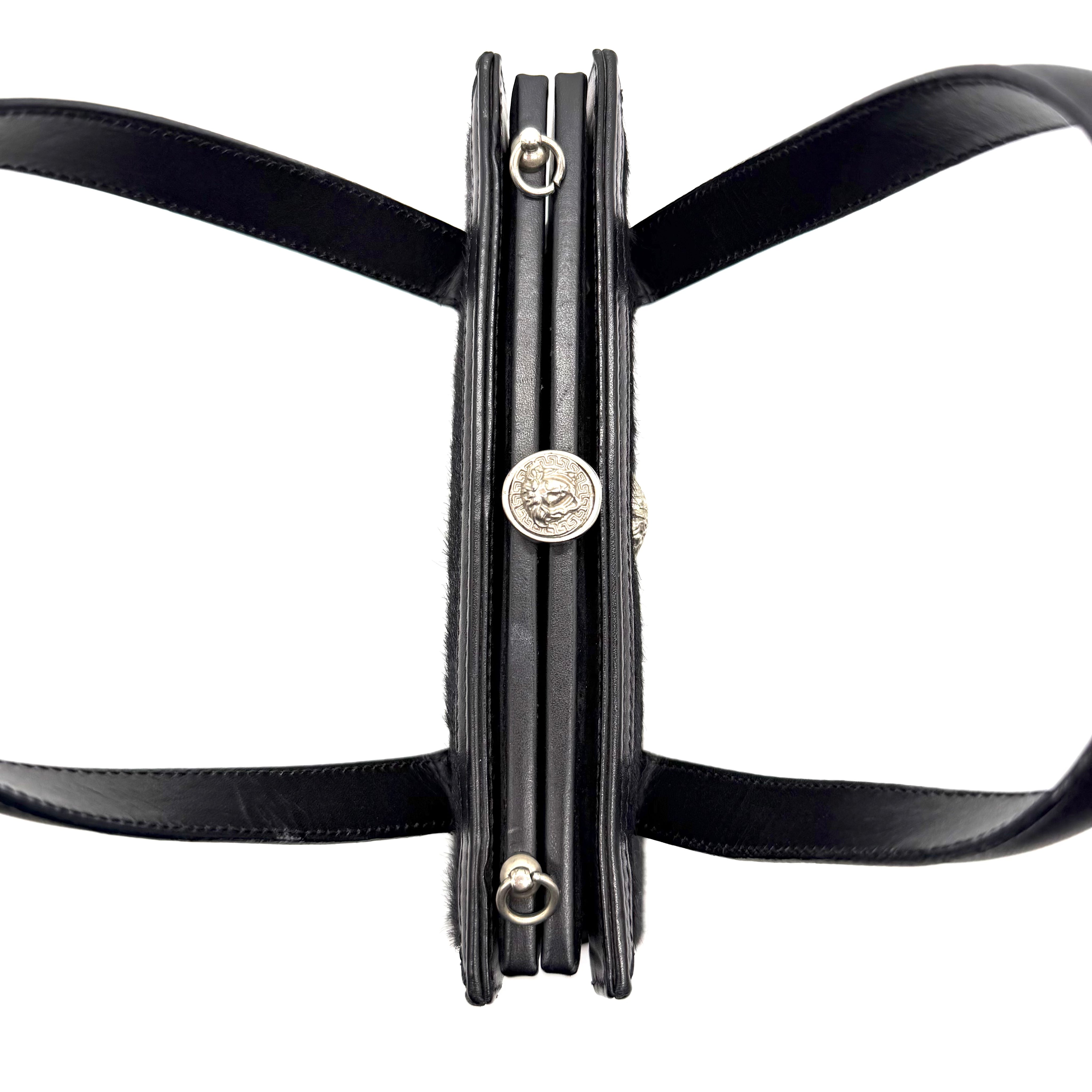Versace | Vintage Medusa Top Handle Bag | Black Haircalf and Leather | Silver-Tone Hardware