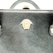 Versace | Vintage Medusa Top Handle Bag | Black Haircalf and Leather | Silver-Tone Hardware