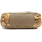 Prada | Logo Jacquard Frame Bag | Beige Canvas and Python | Silver-Tone Hardware