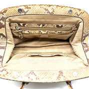 Prada | Logo Jacquard Frame Bag | Beige Canvas and Python | Silver-Tone Hardware