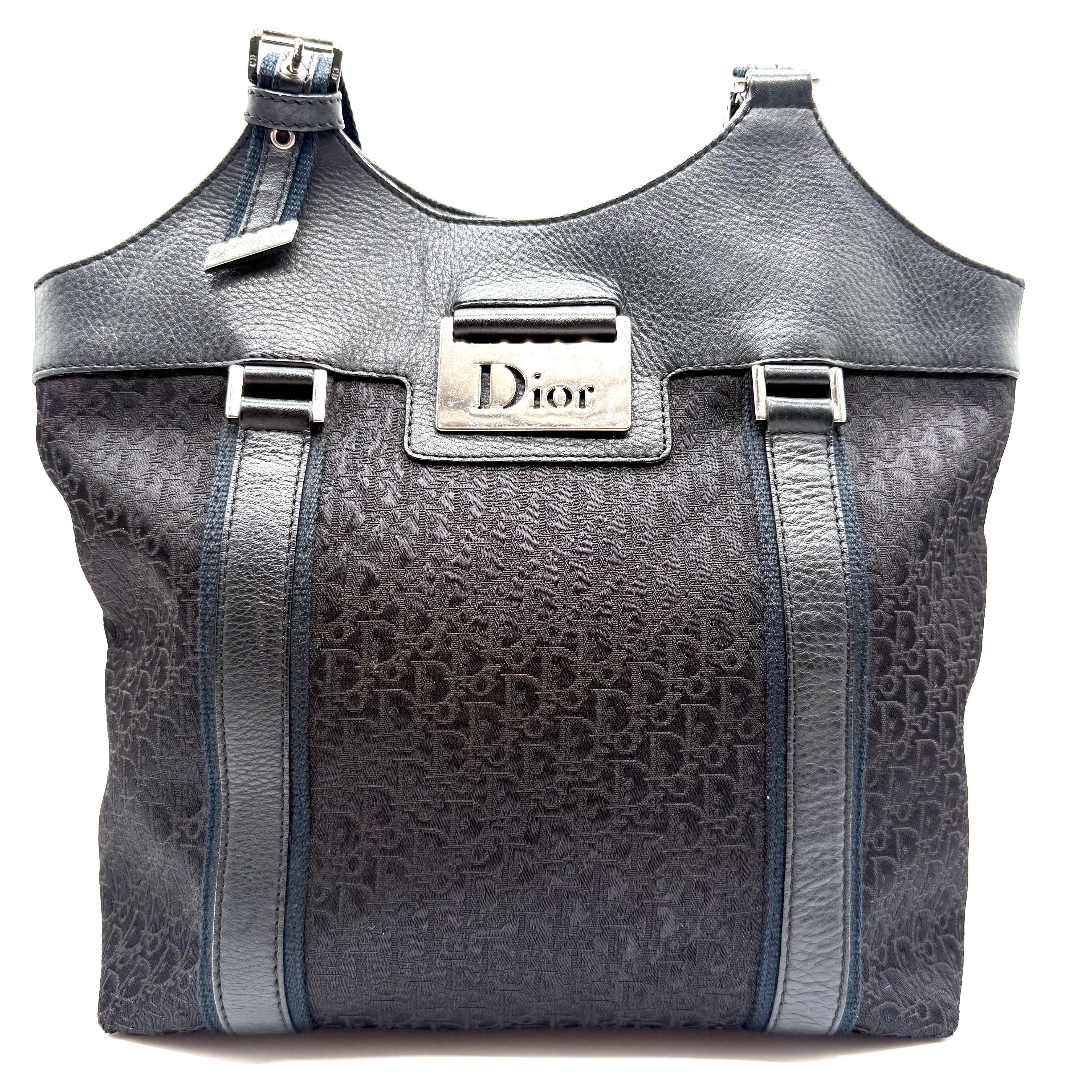Dior | Street Chic Trotter Tote Bag | Black Oblique Jacquard and Leather | Silver-Tone Hardware