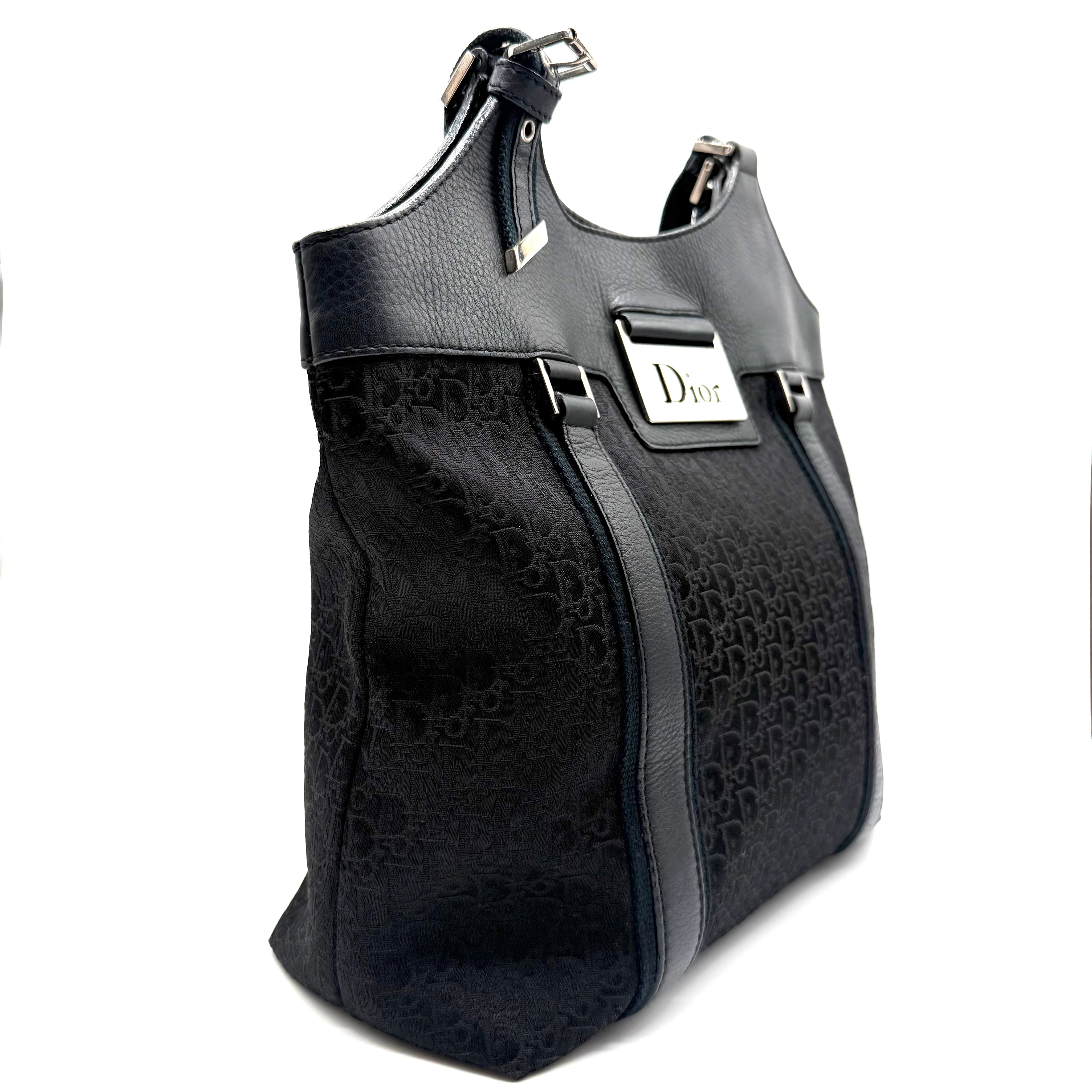 Dior | Street Chic Trotter Tote Bag | Black Oblique Jacquard and Leather | Silver-Tone Hardware